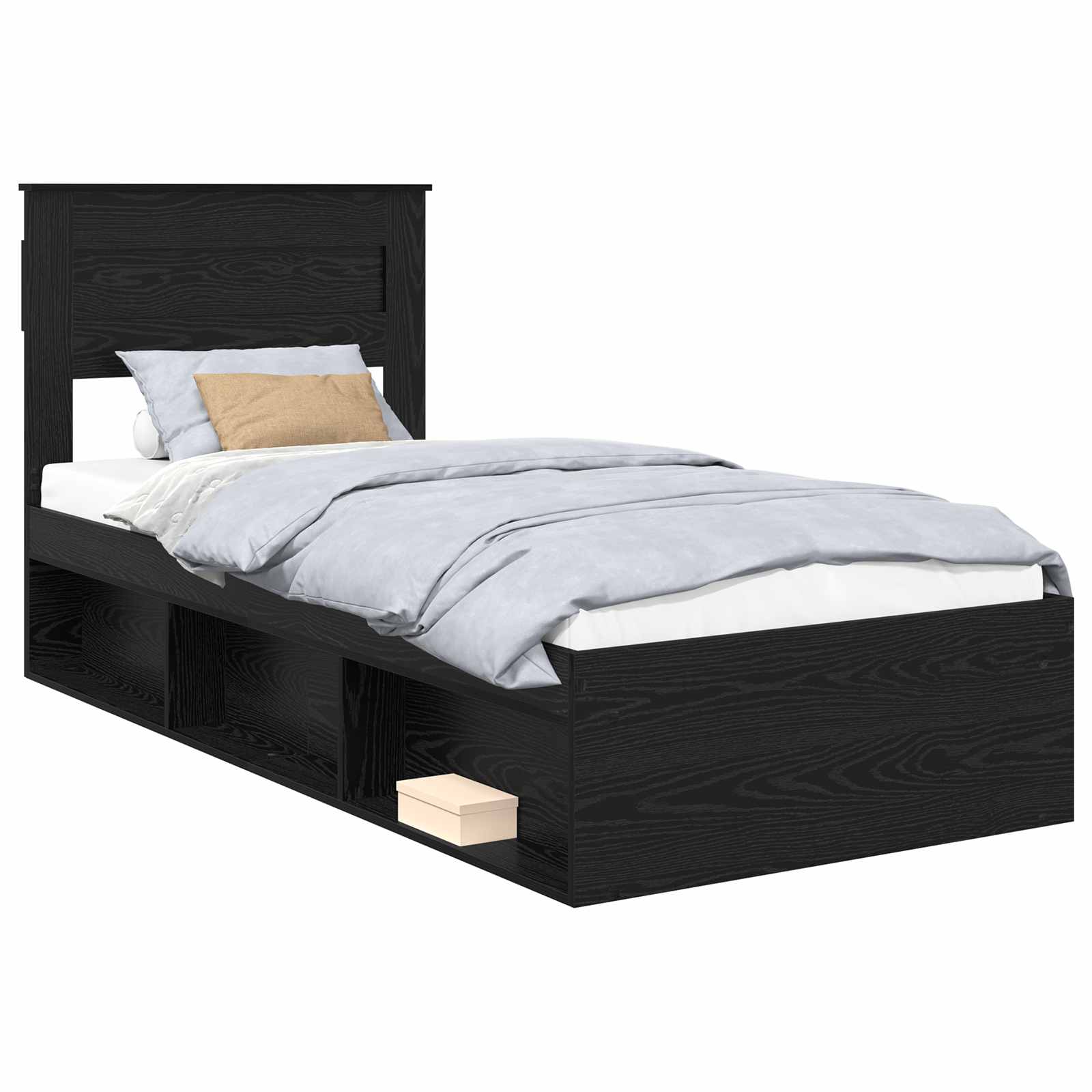 Krevetna konstrukcija Crna 75 x 190 cm Čvrsto borovo drvo