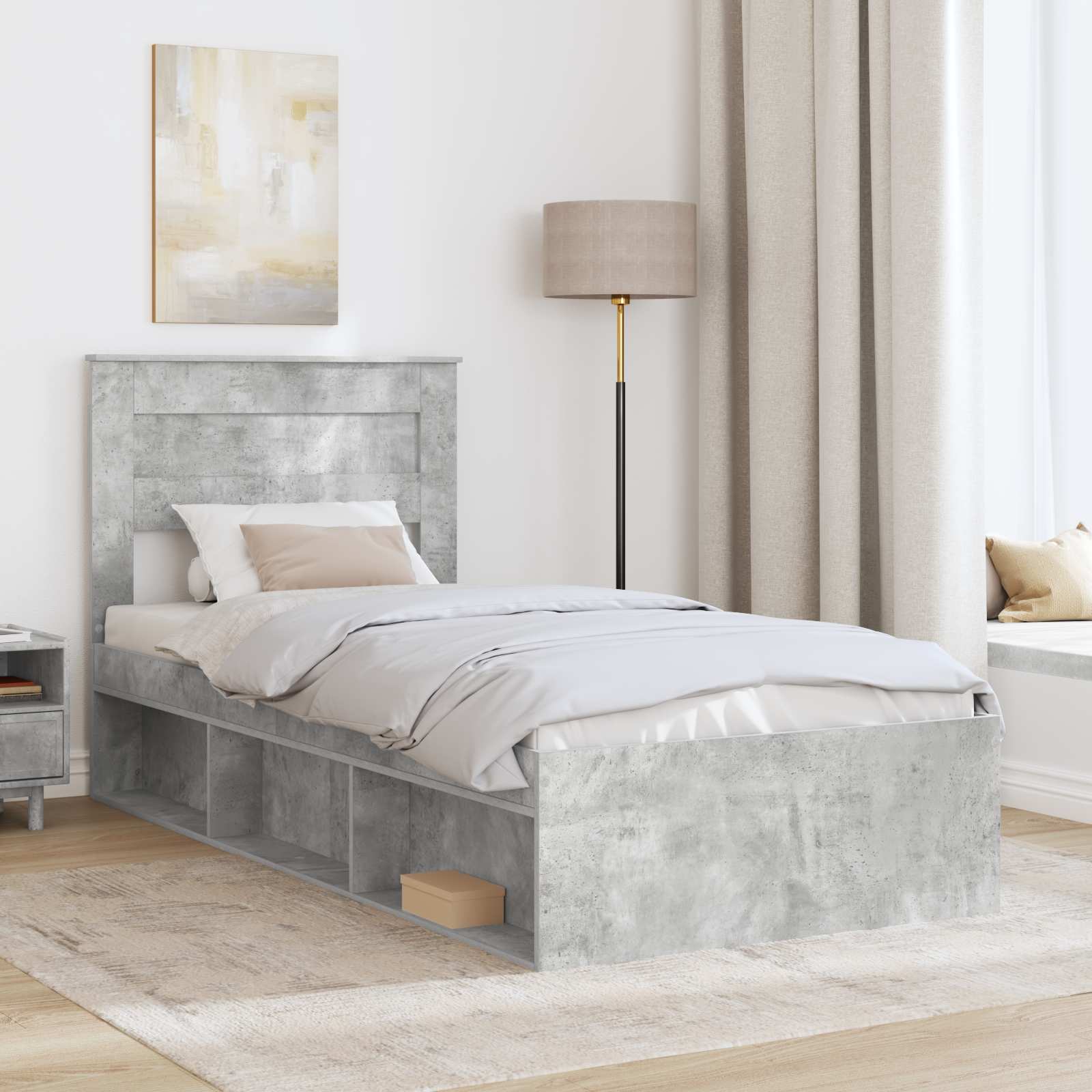 Krevetna konstrukcija s uzglavljem Betonska siva 75 x 190 cm