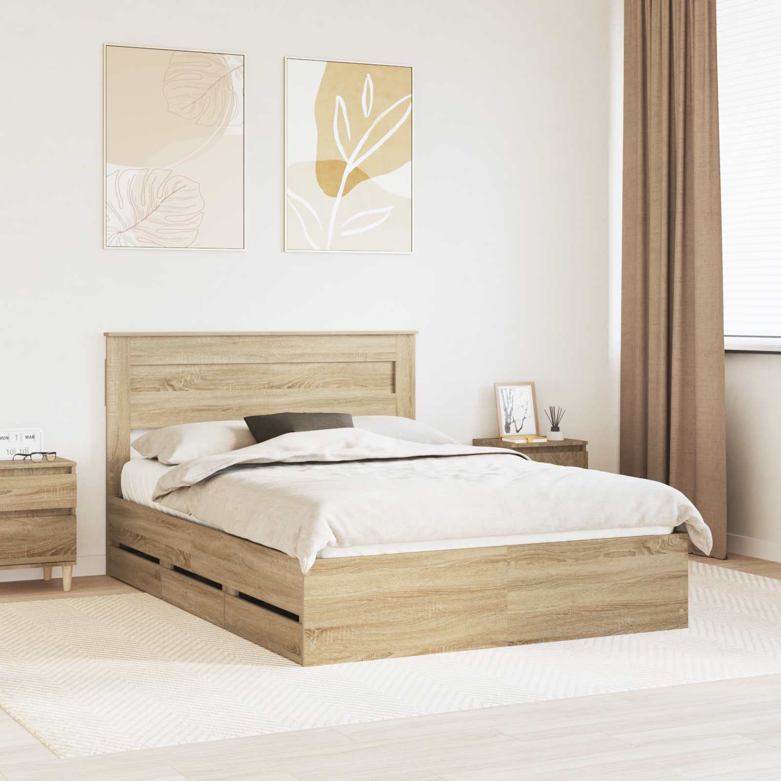 Krevetna konstrukcija s ladicama Sonoma hrast 140 x 200 cm