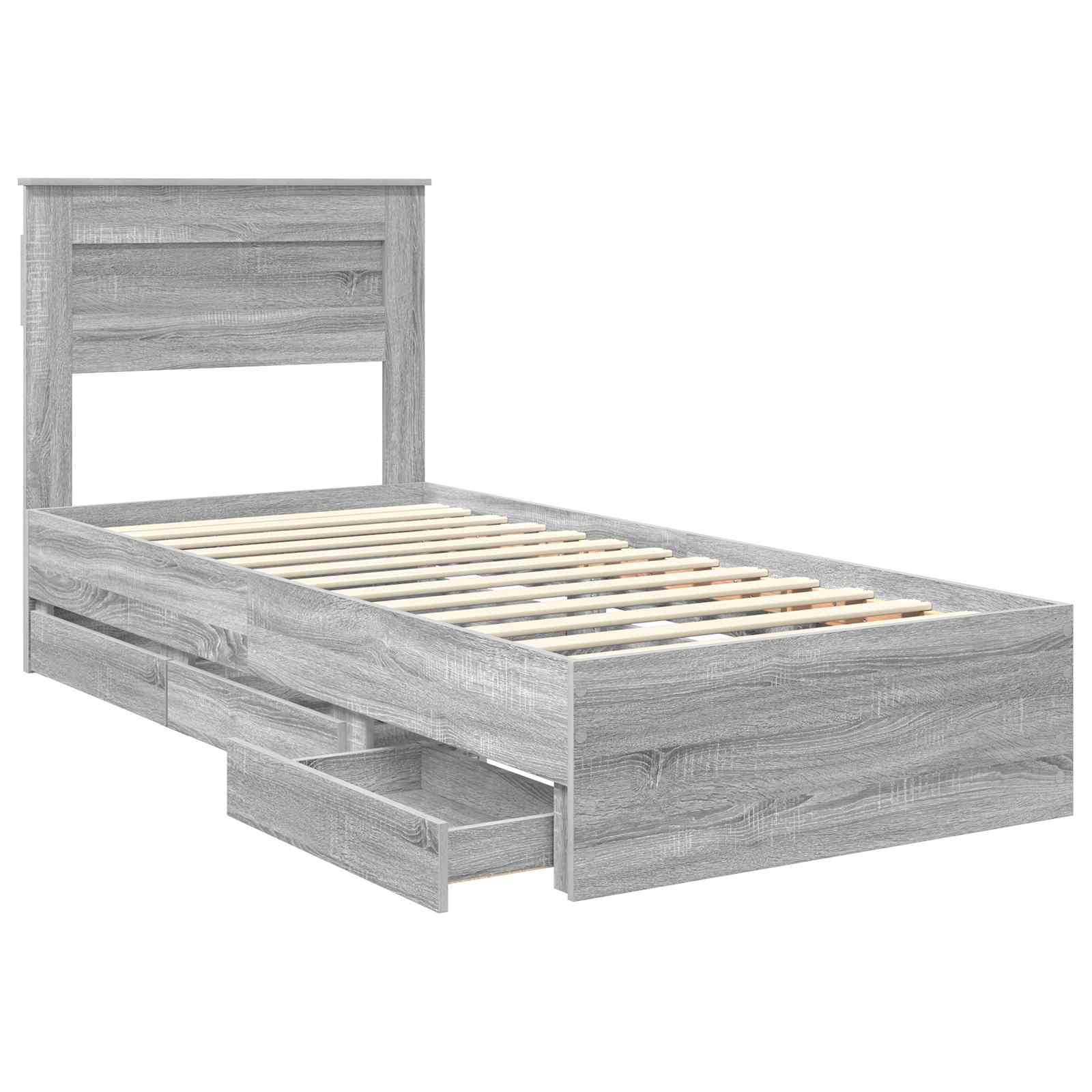 Krevetna konstrukcija Siva Sonoma 100 x 200 cm Inženjersko Drvo