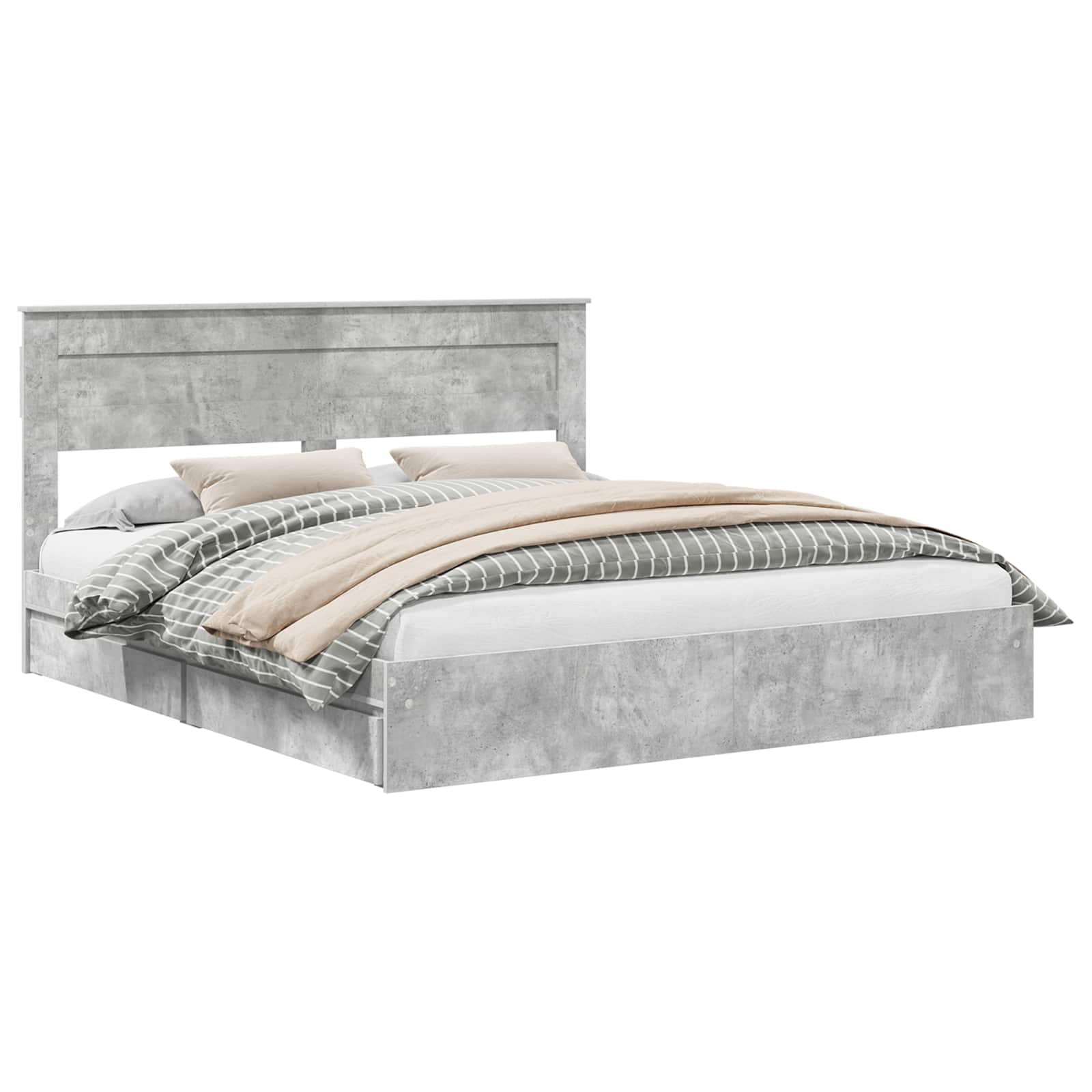 Krevet s od storage s uzglavljem Betonski sivi 200 x 200 cm