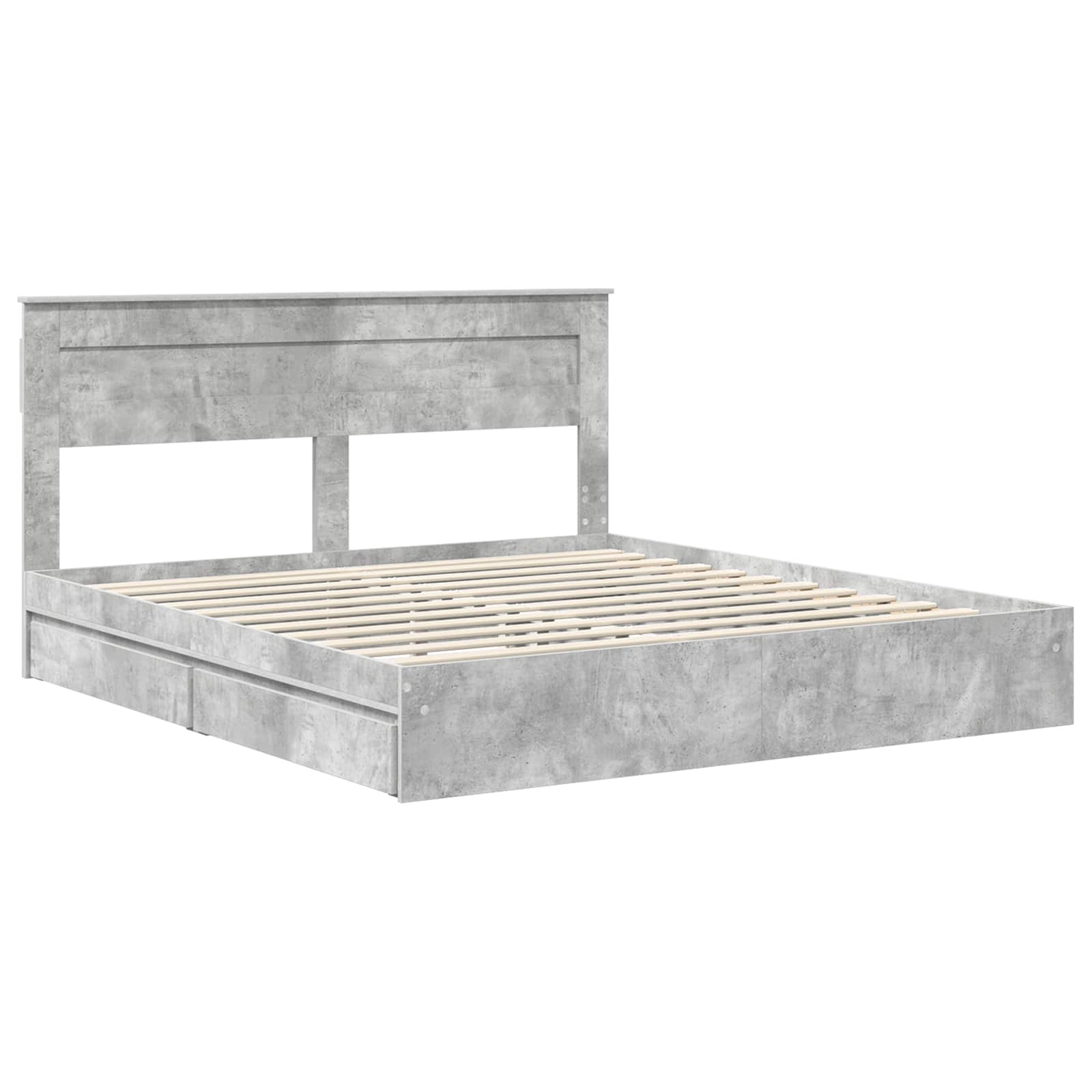 Krevet s od storage s uzglavljem Betonski sivi 200 x 200 cm