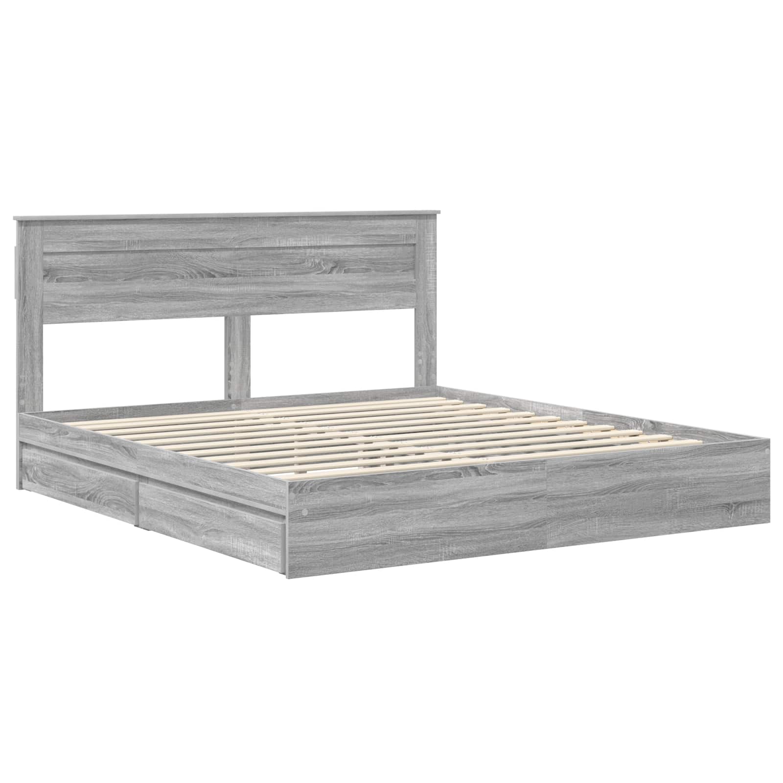 Krevet s od storage Siva Sonoma 200 x 200 cm Konstruirano drvo