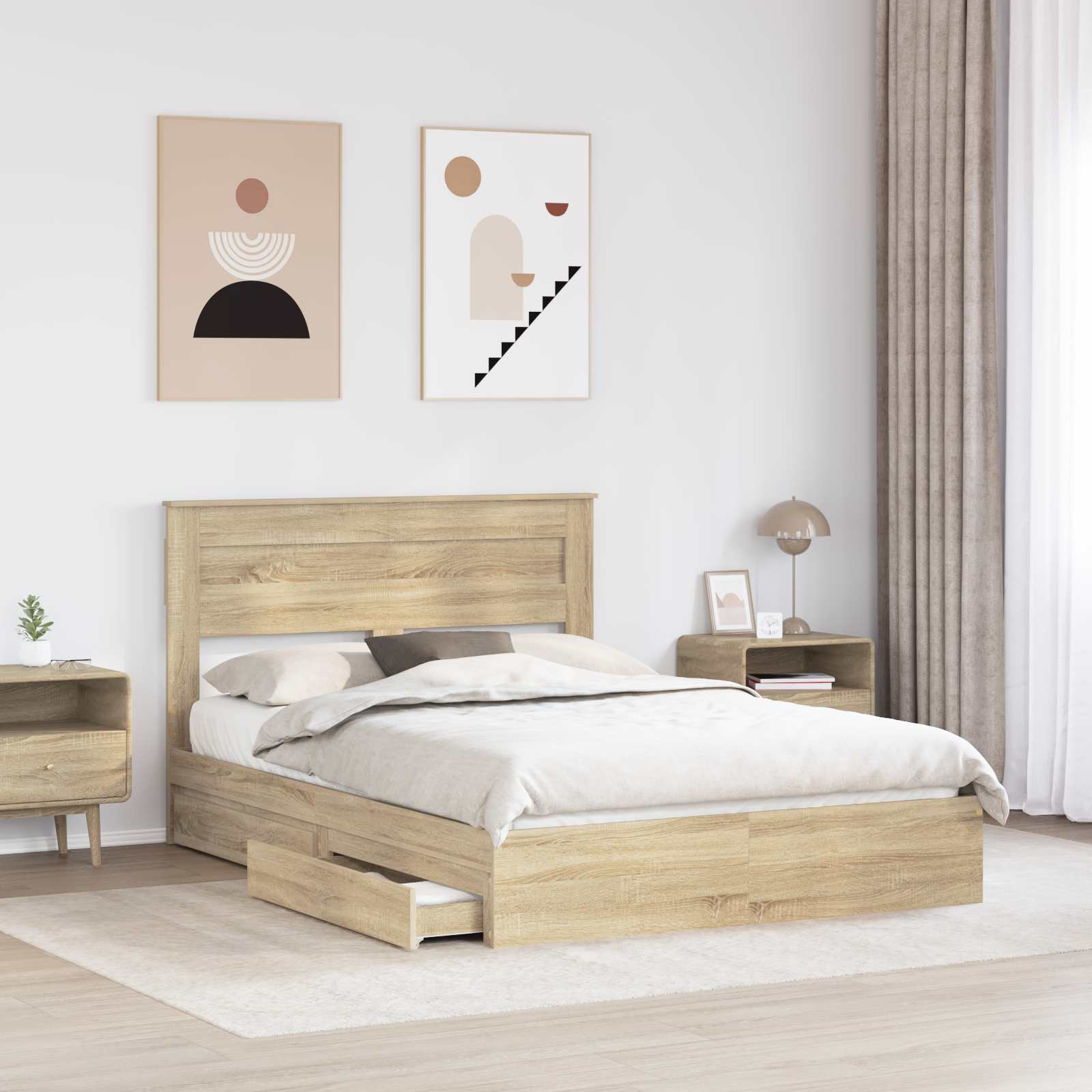 Krevet s od storage Sonoma hrast 140 x 190 cm Konstruirano drvo