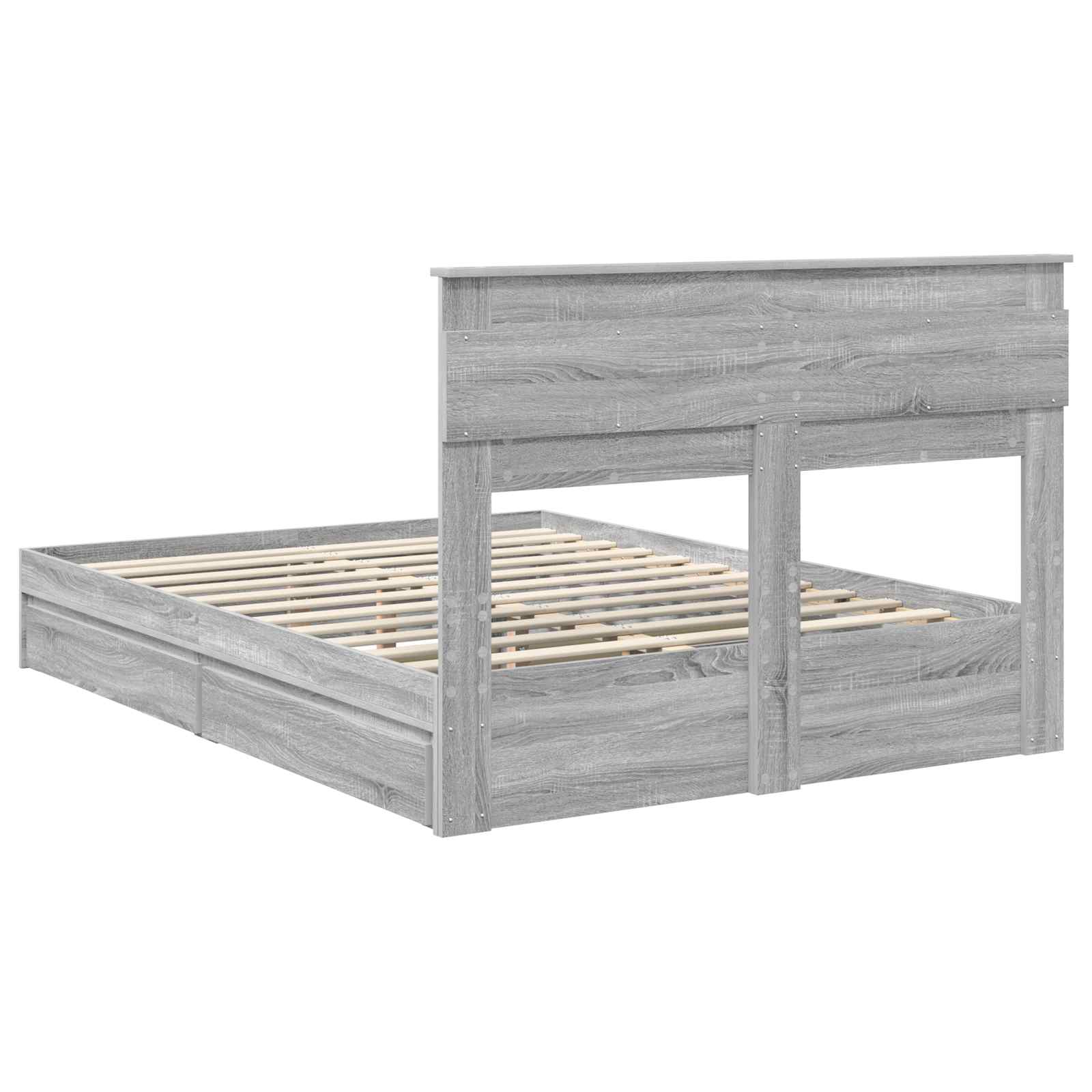 Krevet s od storage Siva Sonoma 140 x 200 cm Konstruirano drvo