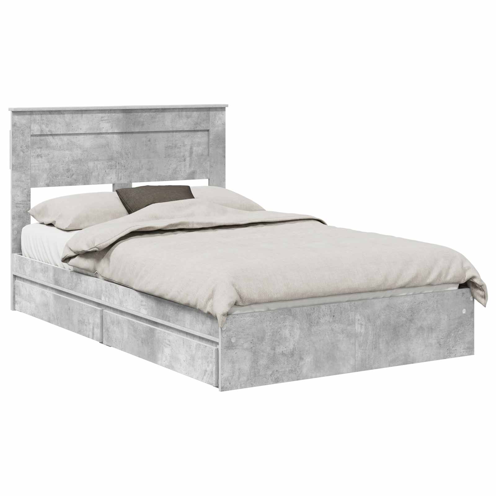 Krevet s od storage s uzglavljem Betonski sivi 135 x 190 cm