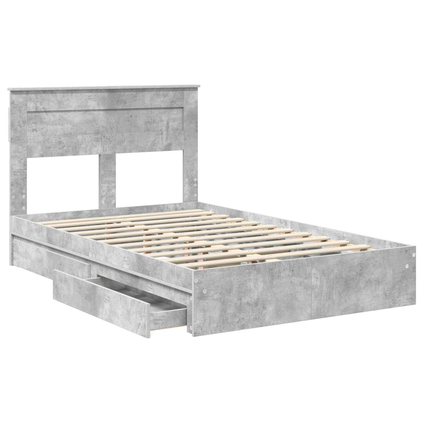Krevet s od storage s uzglavljem Betonski sivi 135 x 190 cm