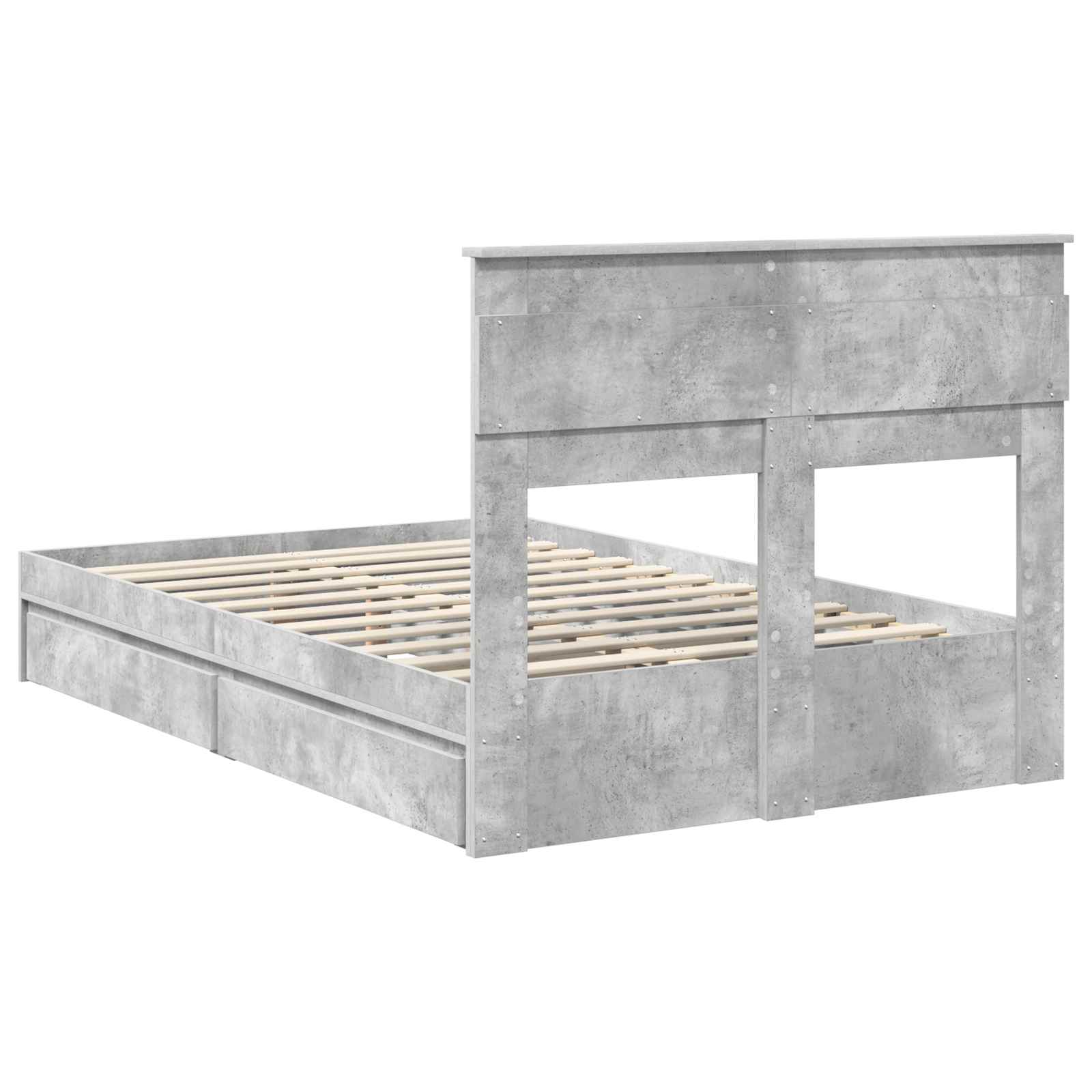 Krevet s od storage s uzglavljem Betonski sivi 135 x 190 cm