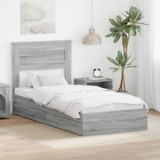 Krevet s od storage Siva Sonoma 100 x 200 cm Konstruirano drvo