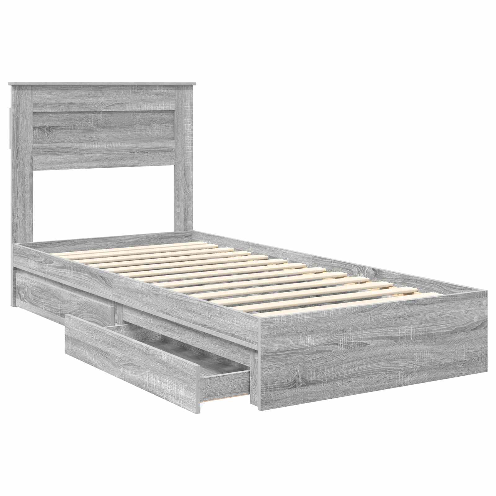 Krevet s od storage Siva Sonoma 100 x 200 cm Konstruirano drvo