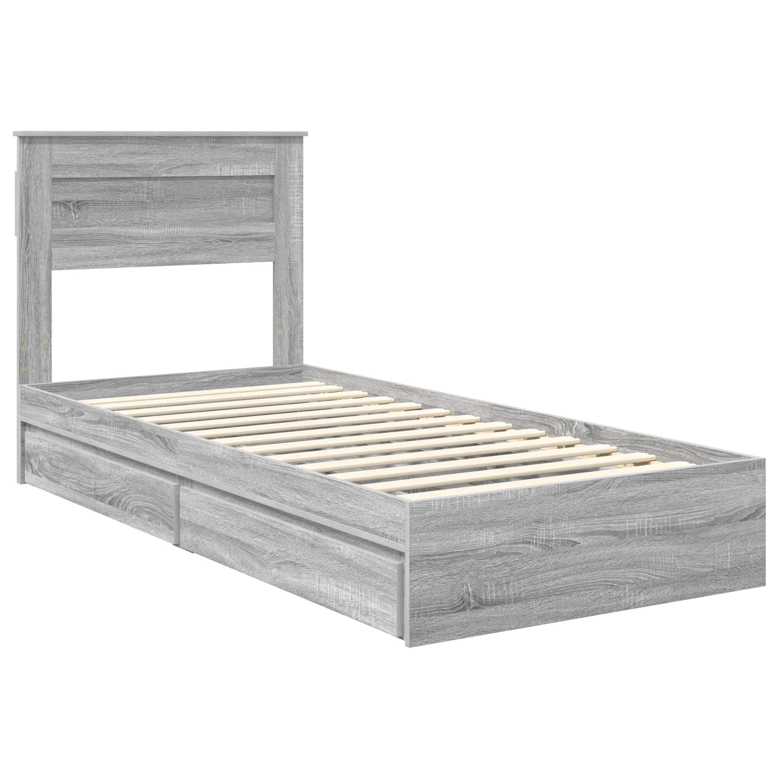 Krevet s od storage Siva Sonoma 90 x 190 cm Konstruirano drvo