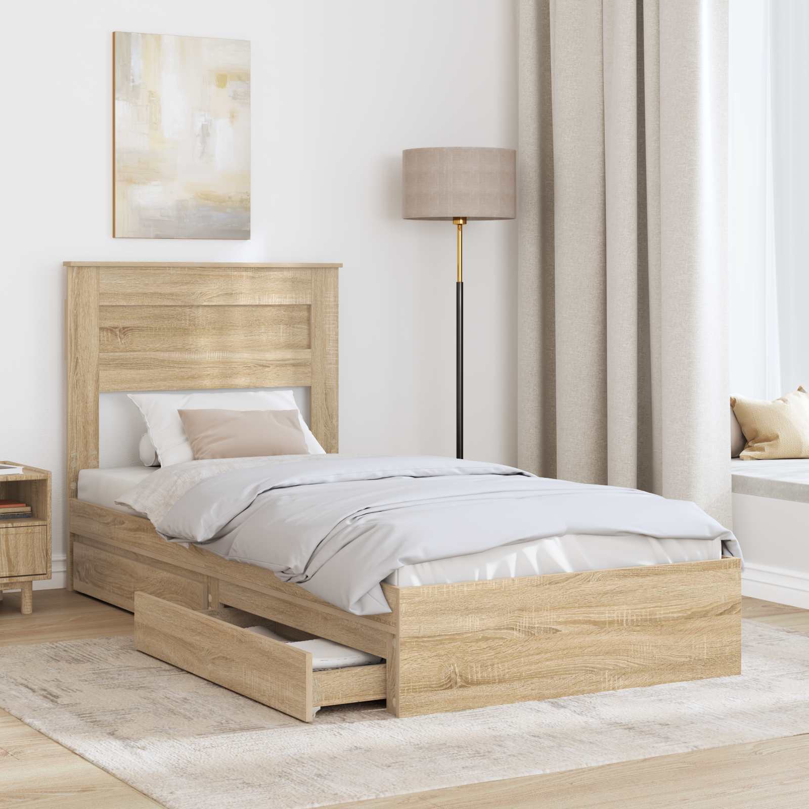 Krevet s od storage Sonoma hrast 75 x 190 cm Konstruirano drvo