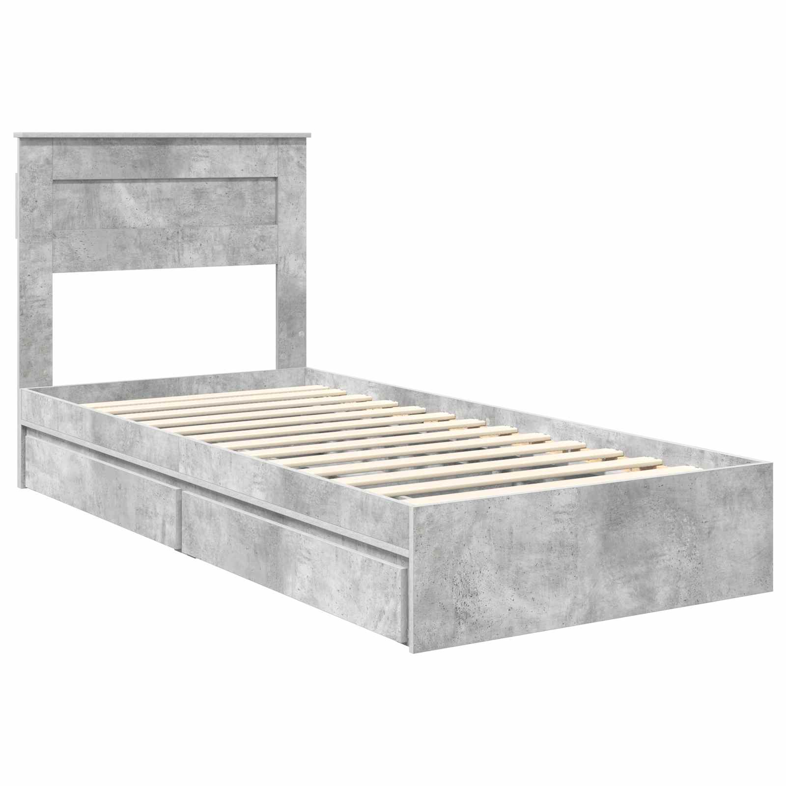 Krevet s od storage Betonski sivi 75 x 190 cm Konstruirano drvo