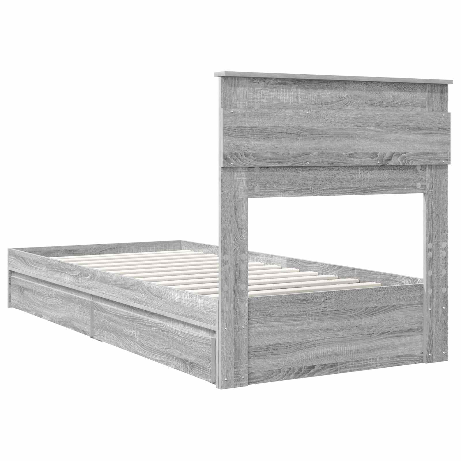 Krevet s od storage Siva Sonoma 75 x 190 cm Konstruirano drvo