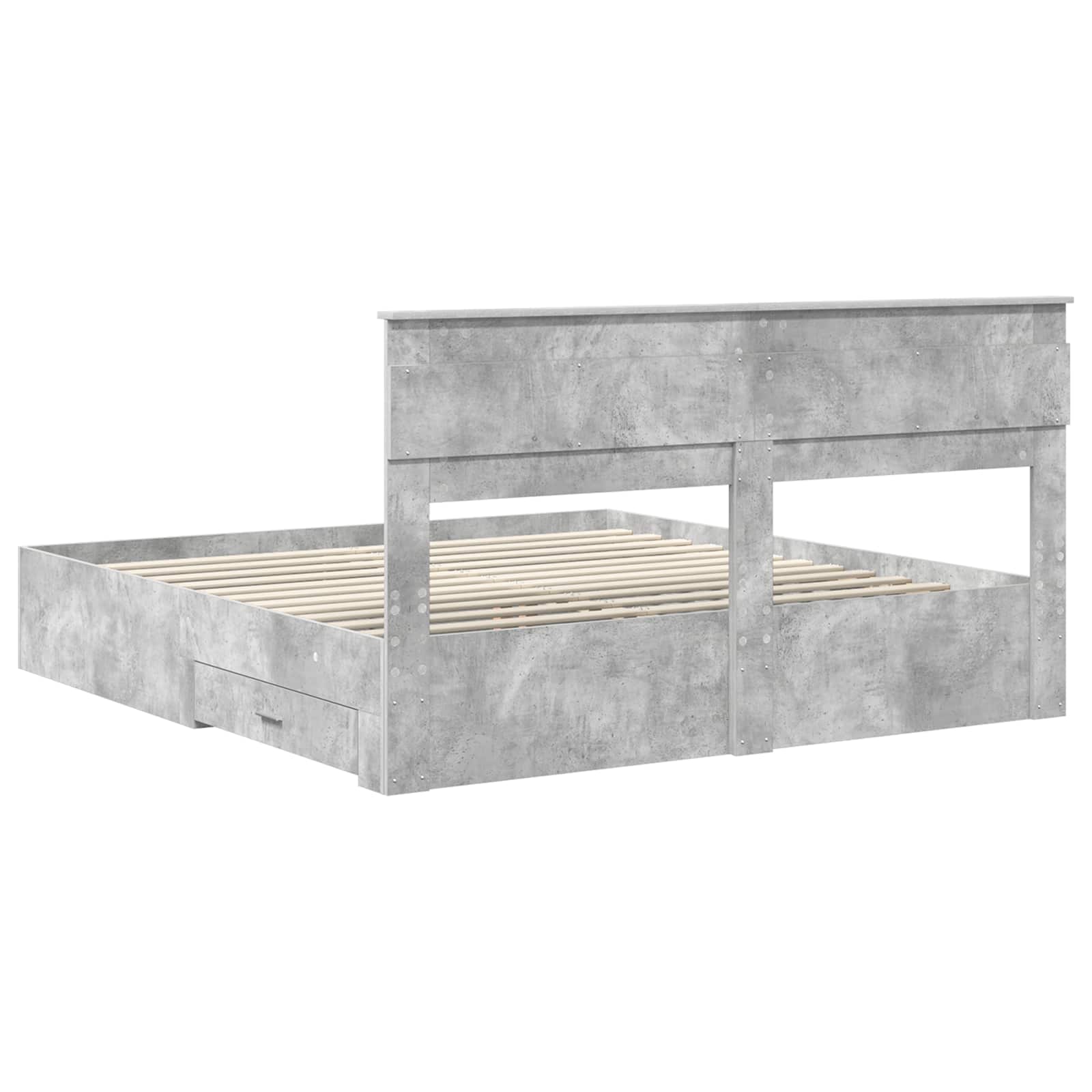 Krevetna konstrukcija s uzglavljem Betonski sivi 200 x 200 cm