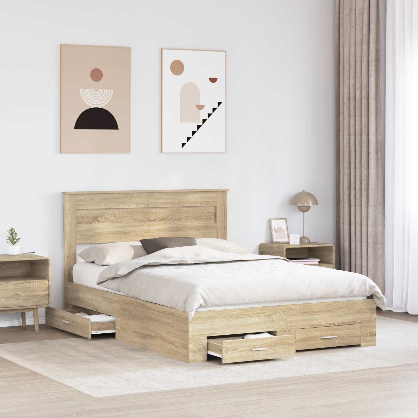 Krevetna konstrukcija s ladicama Sonoma hrast 150 x 200 cm