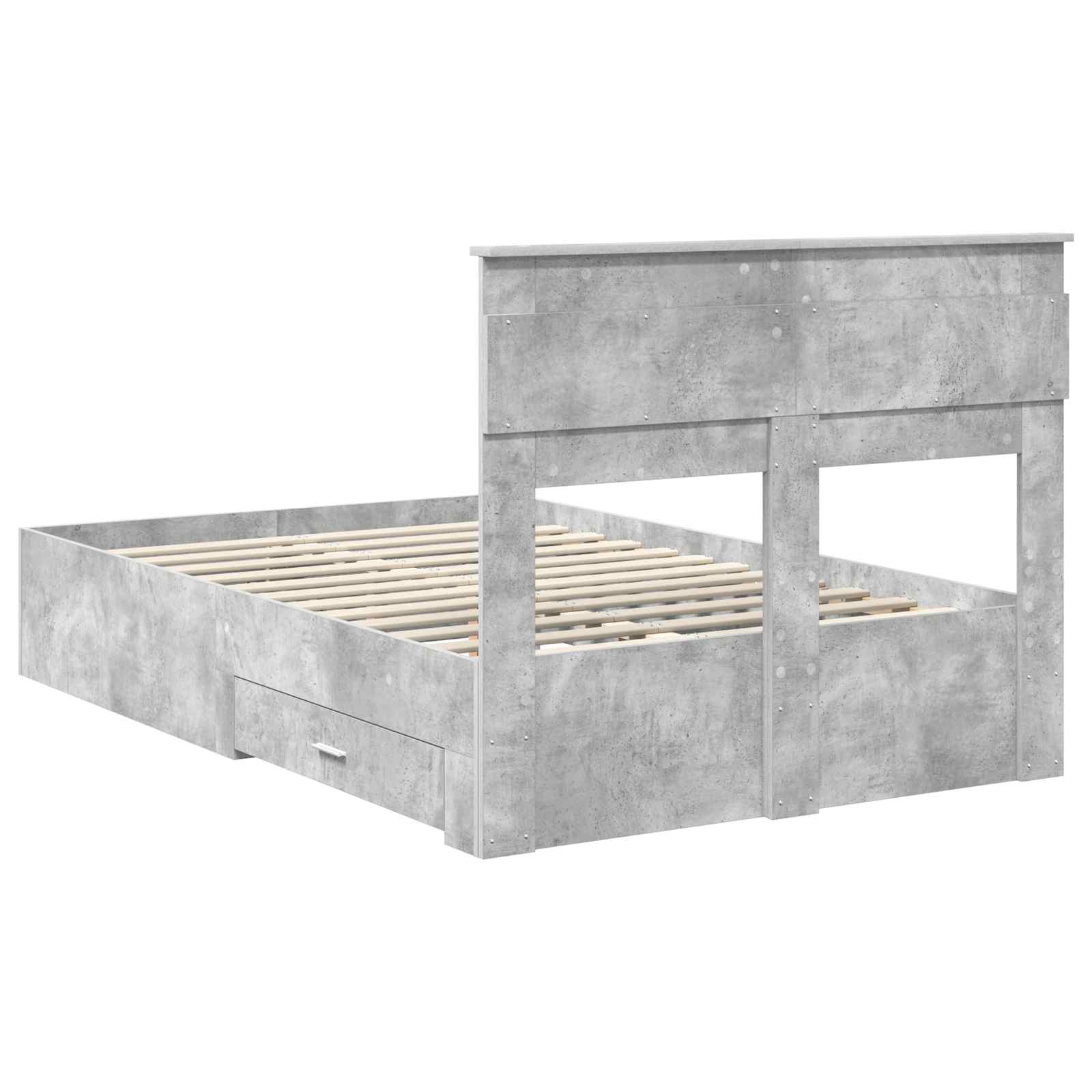 Krevetna konstrukcija s uzglavljem Betonski sivi 135 x 190 cm