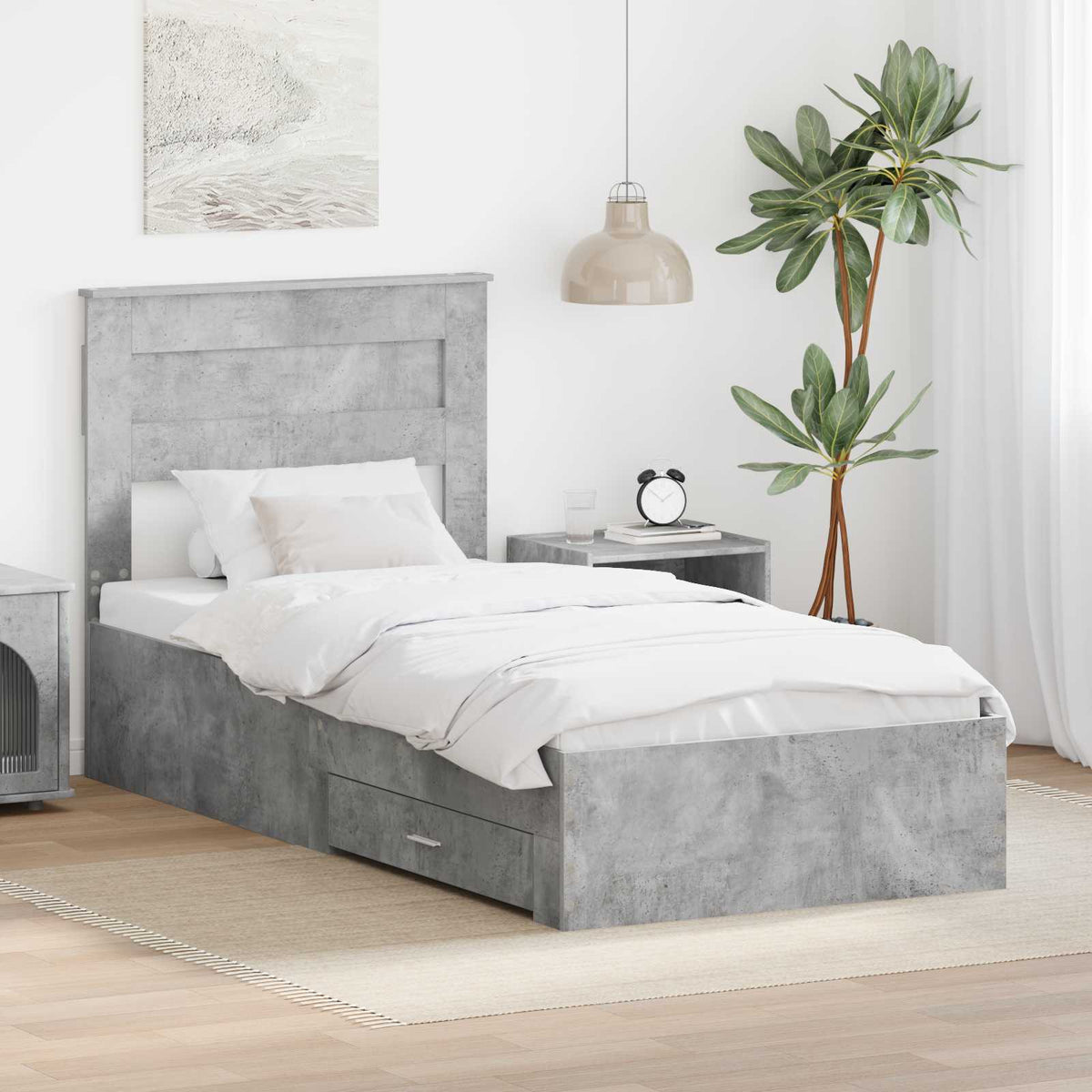 Krevetna konstrukcija s ladicama Betonski sivi 90 x 200 cm