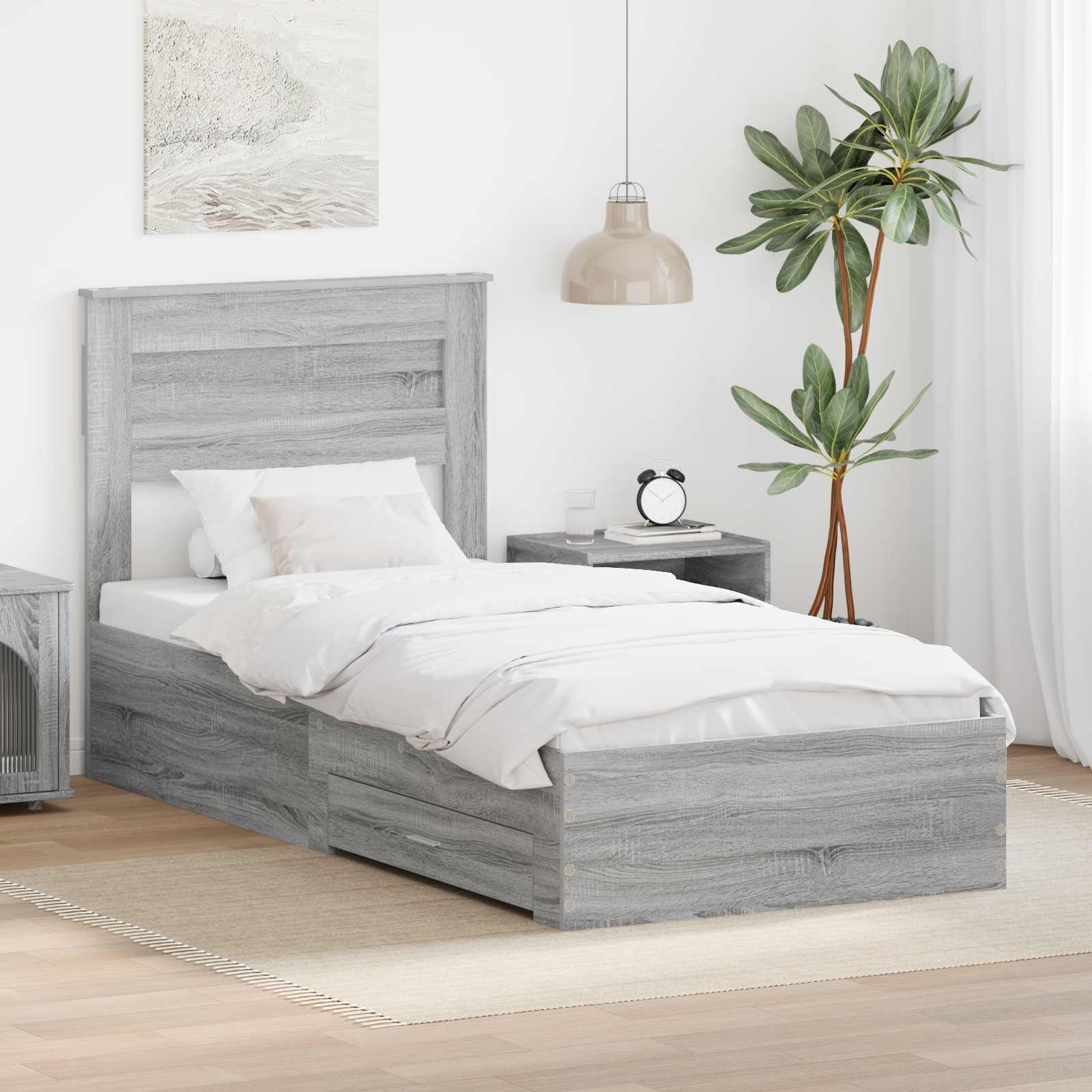 Krevetna konstrukcija Siva Sonoma 90 x 200 cm Konstruirano drvo