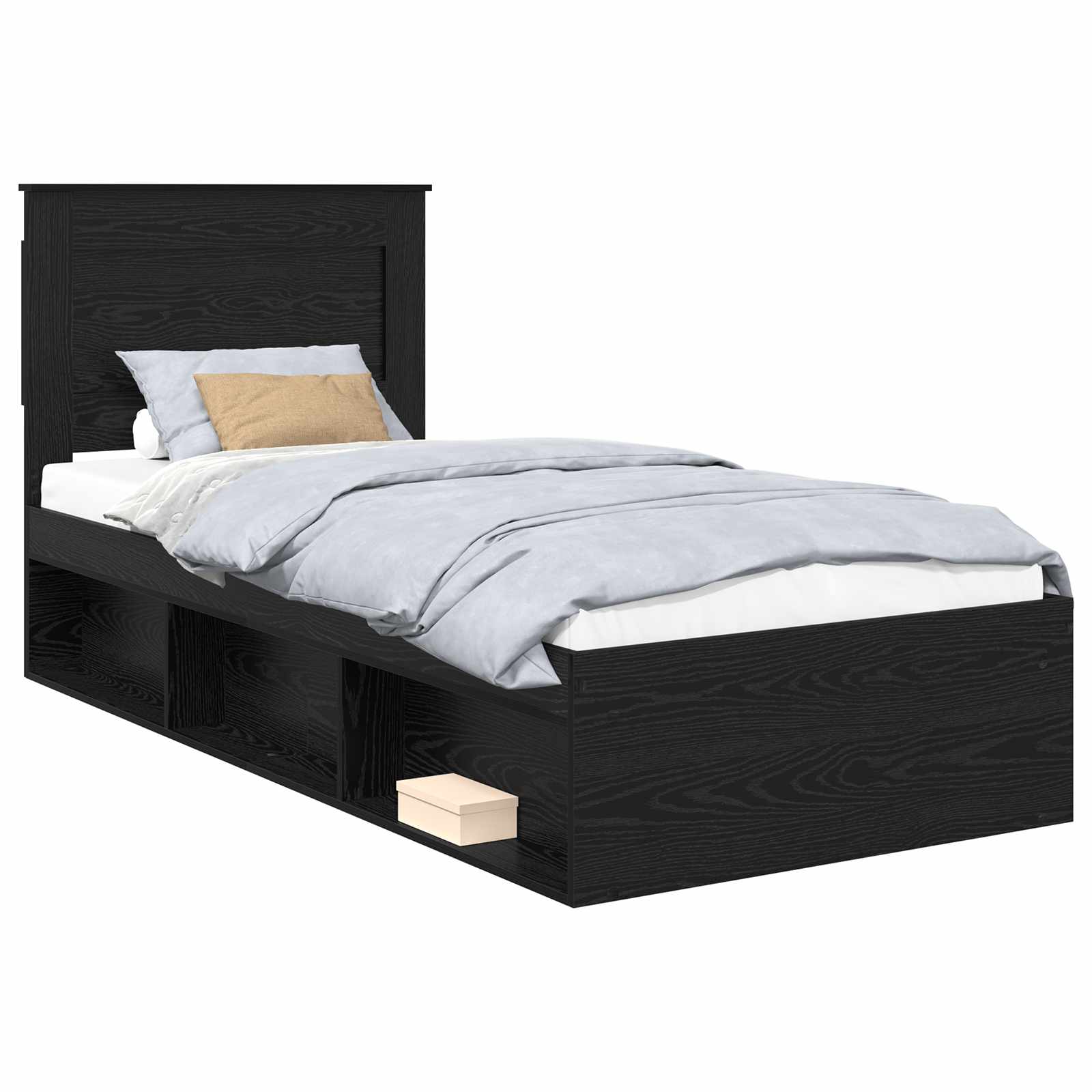 Krevetna konstrukcija Crna 90 x 190 cm Čvrsto borovo drvo