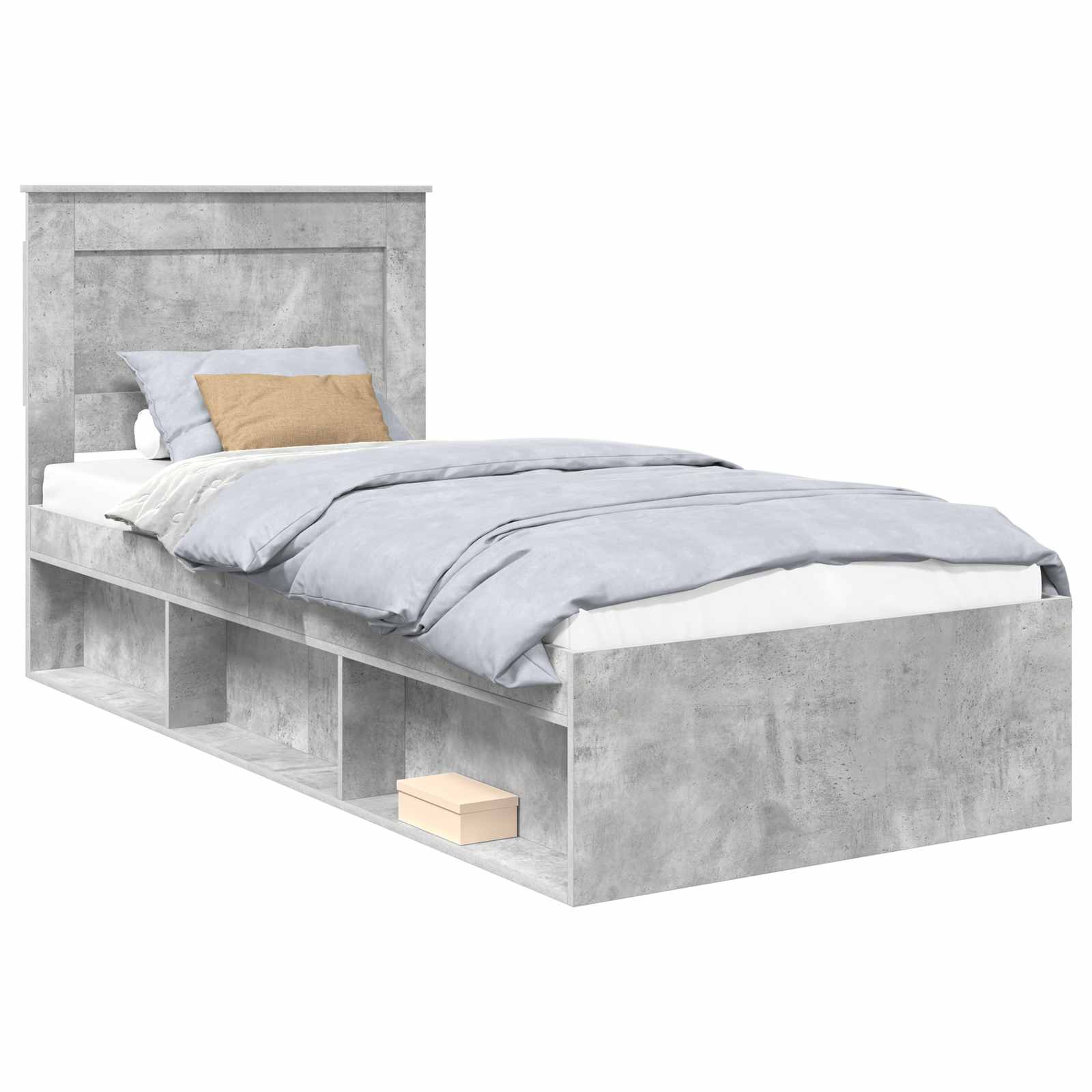 Krevetna konstrukcija s uzglavljem Betonska siva 90 x 190 cm