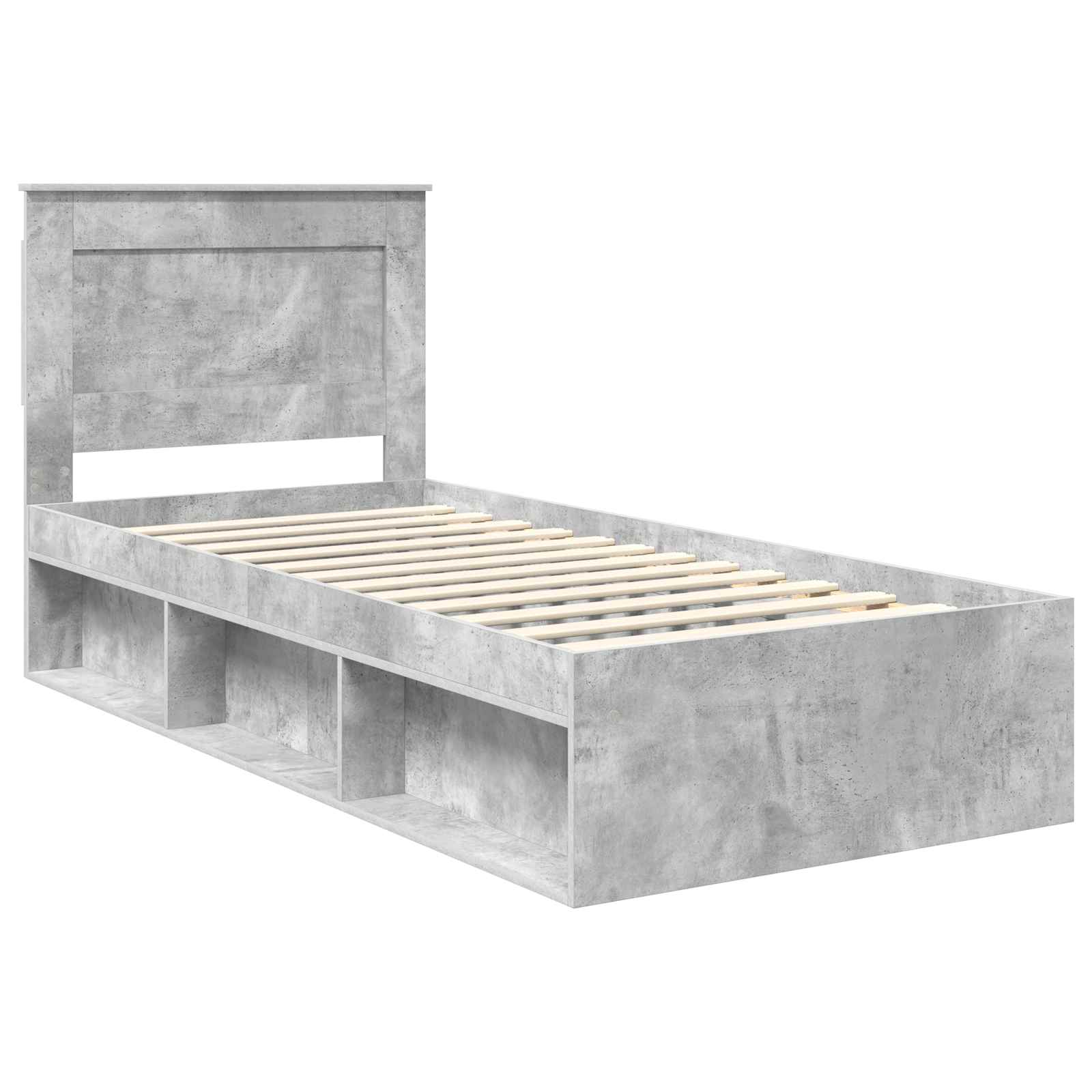 Krevetna konstrukcija s uzglavljem Betonska siva 90 x 190 cm