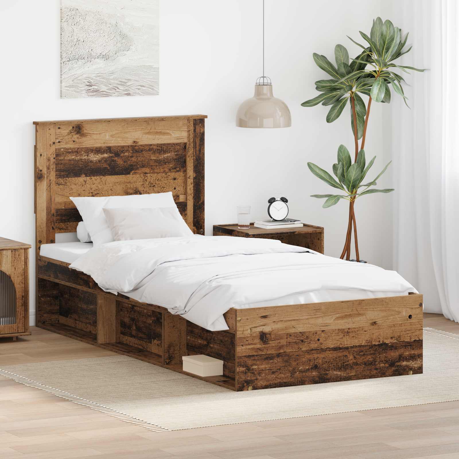 Krevetna konstrukcija Staro drvo 90 x 200 cm Čvrsto borovo drvo