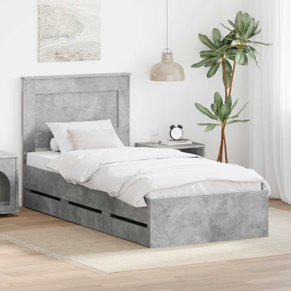 Krevetna konstrukcija s ladicama Betonski sivi 75 x 190 cm