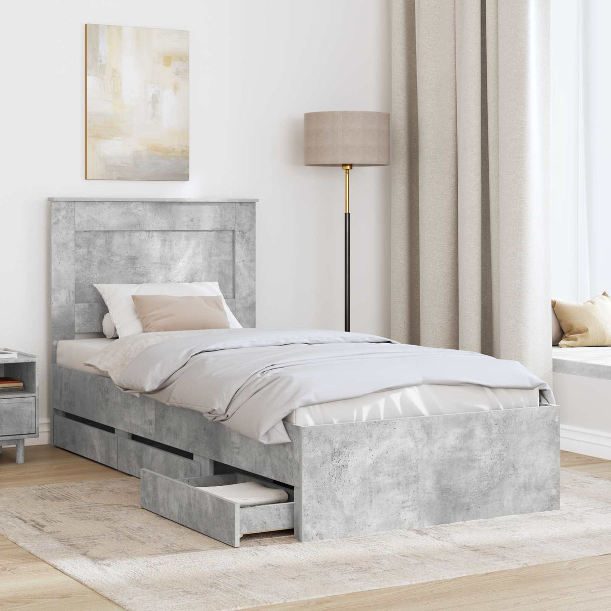 Krevetna konstrukcija s ladicama Betonski sivi 75 x 190 cm