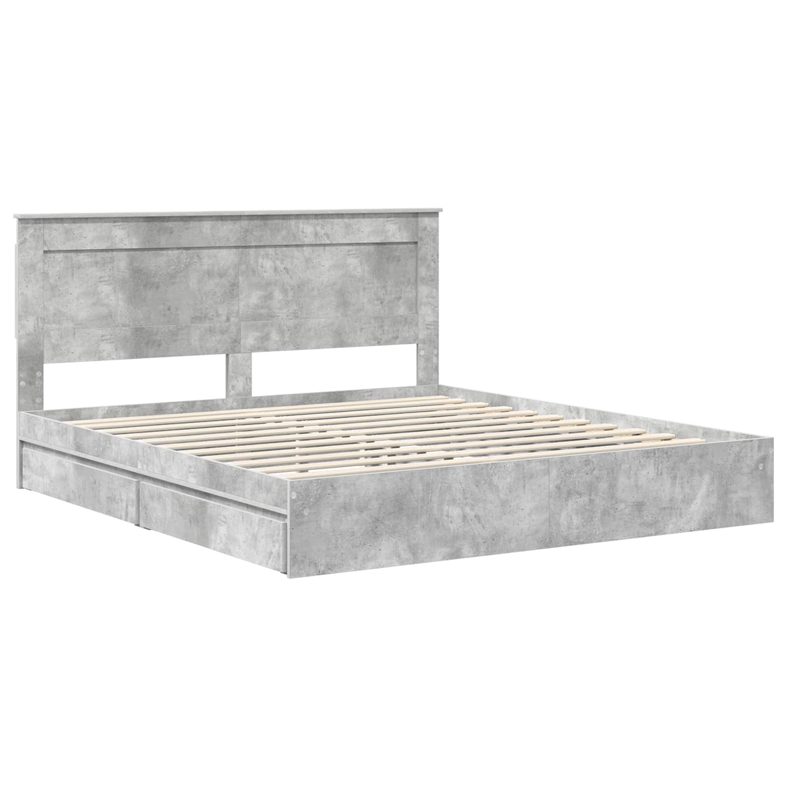 Krevet s od storage s uzglavljem Betonski sivi 200 x 200 cm