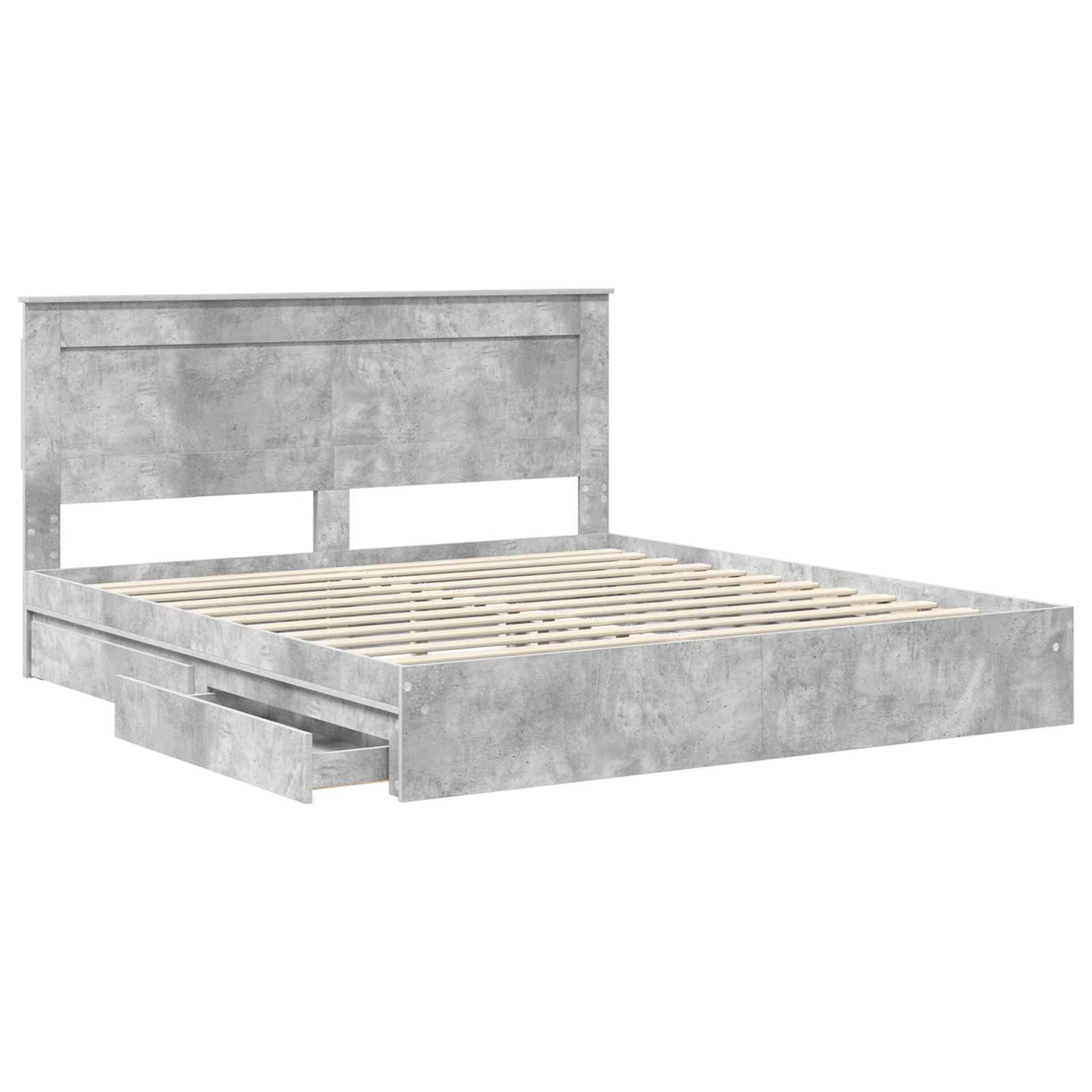 Krevet s od storage s uzglavljem Betonski sivi 200 x 200 cm