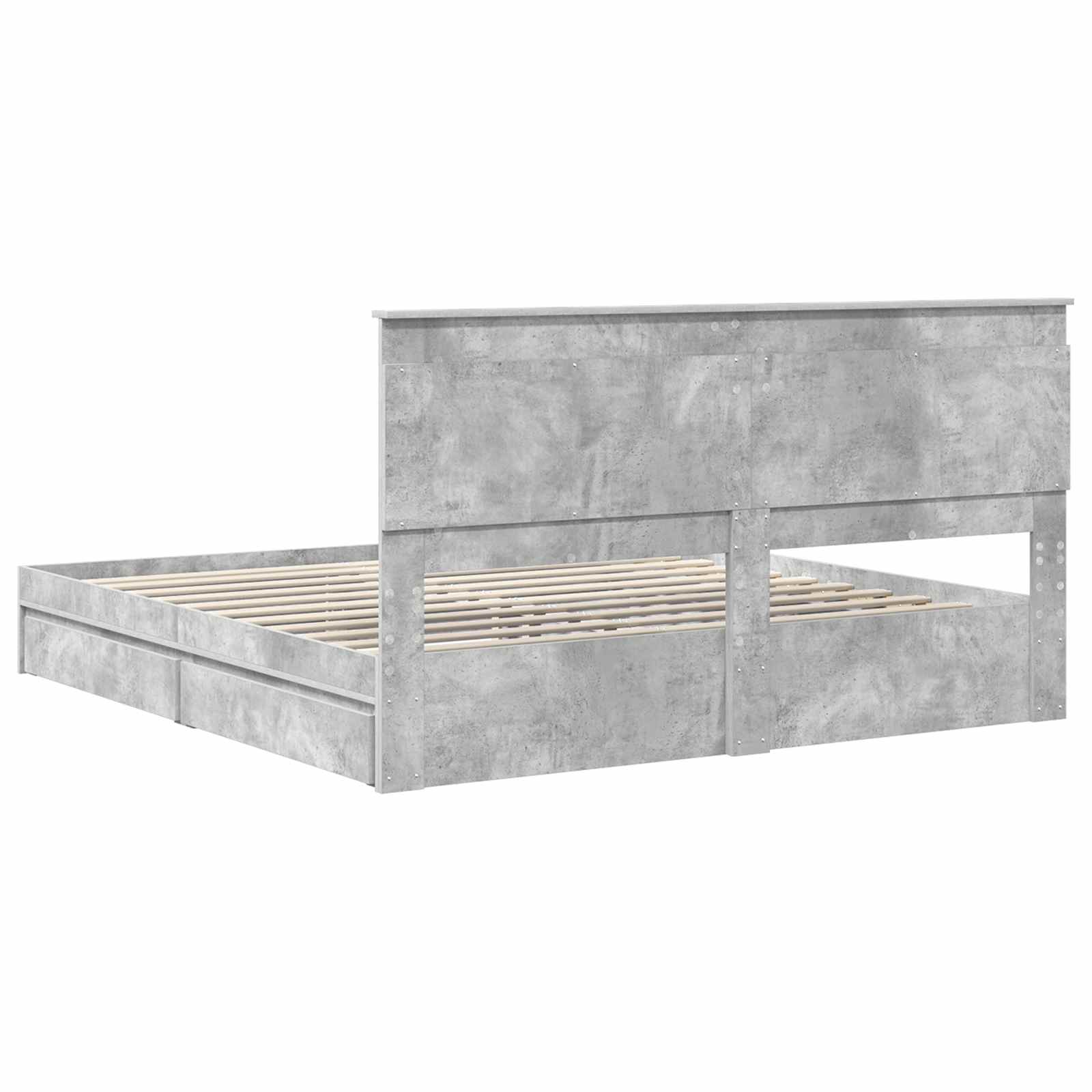 Krevet s od storage s uzglavljem Betonski sivi 200 x 200 cm