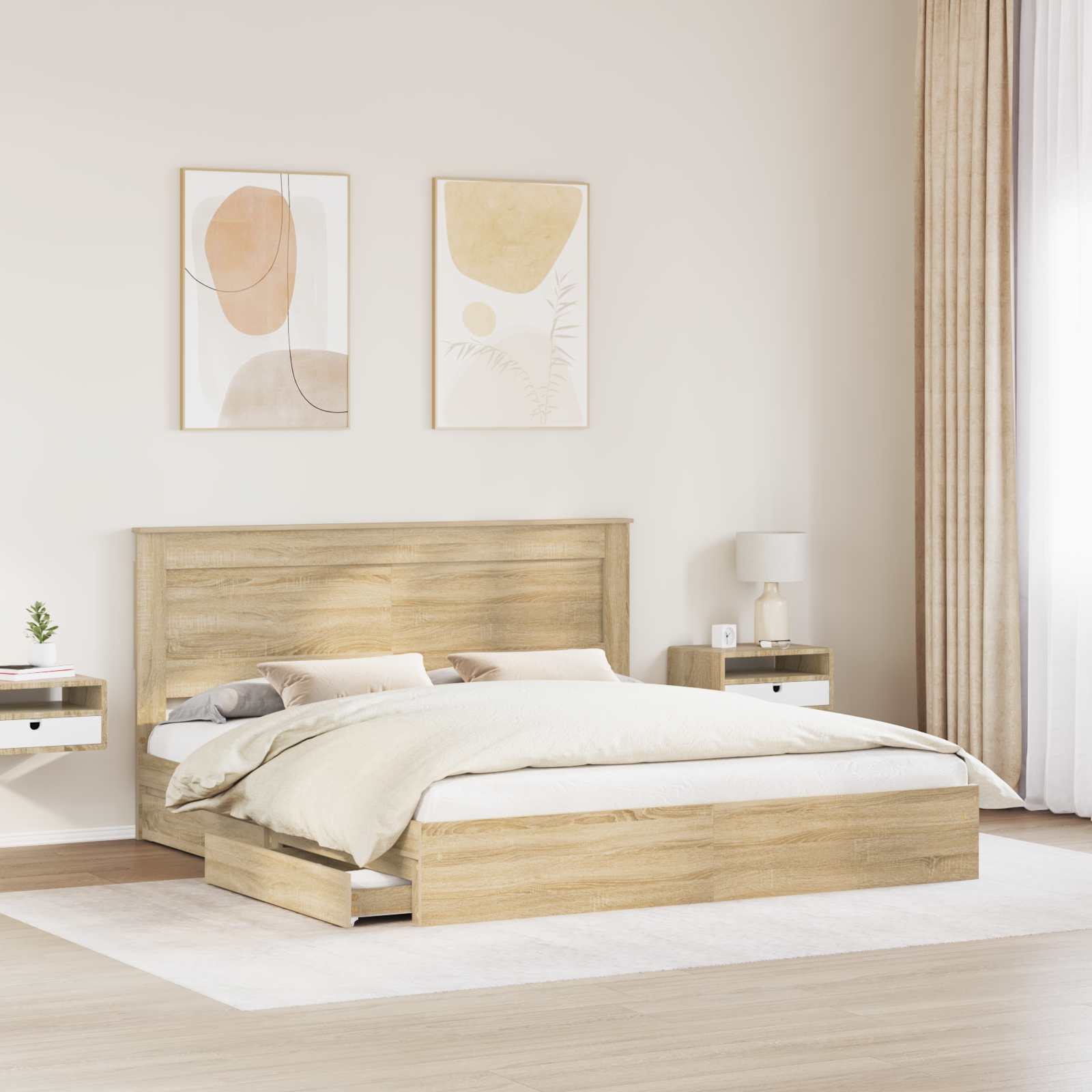 Krevet s od storage Sonoma hrast 180 x 200 cm Konstruirano drvo