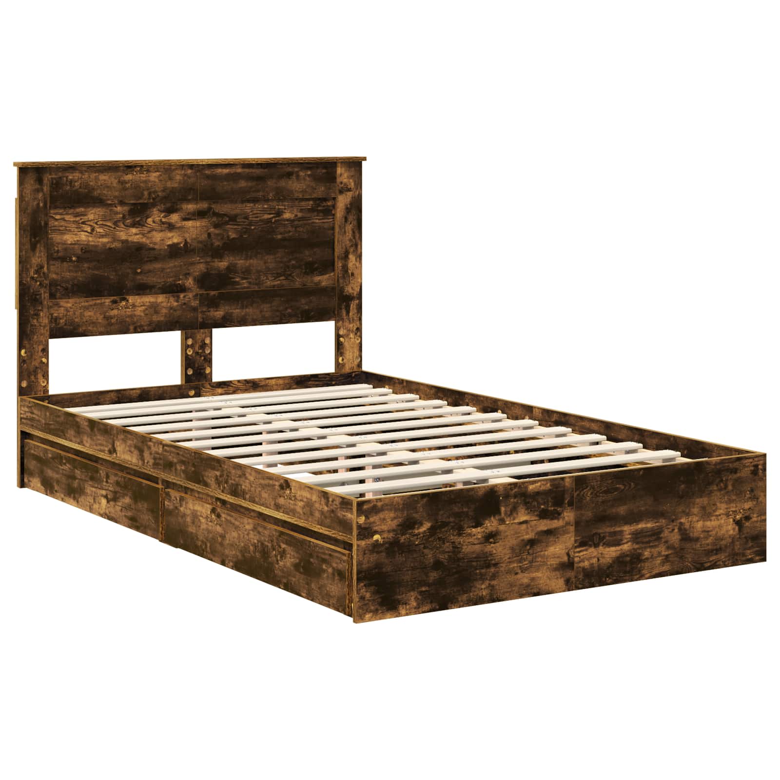 Krevet s od storage s uzglavljem Dimljeni hrast 135 x 190 cm