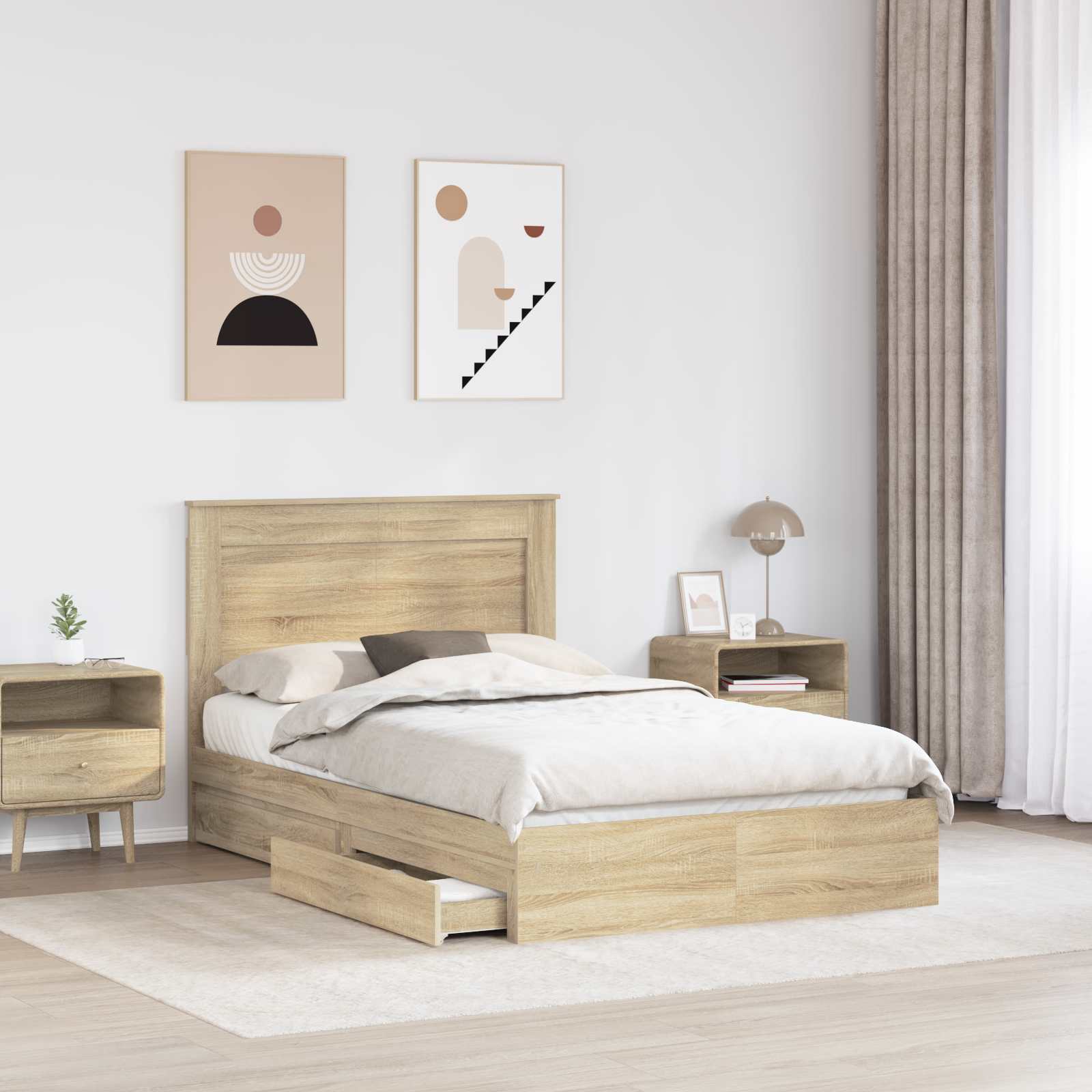 Krevet s od storage Sonoma hrast 120 x 200 cm Konstruirano drvo