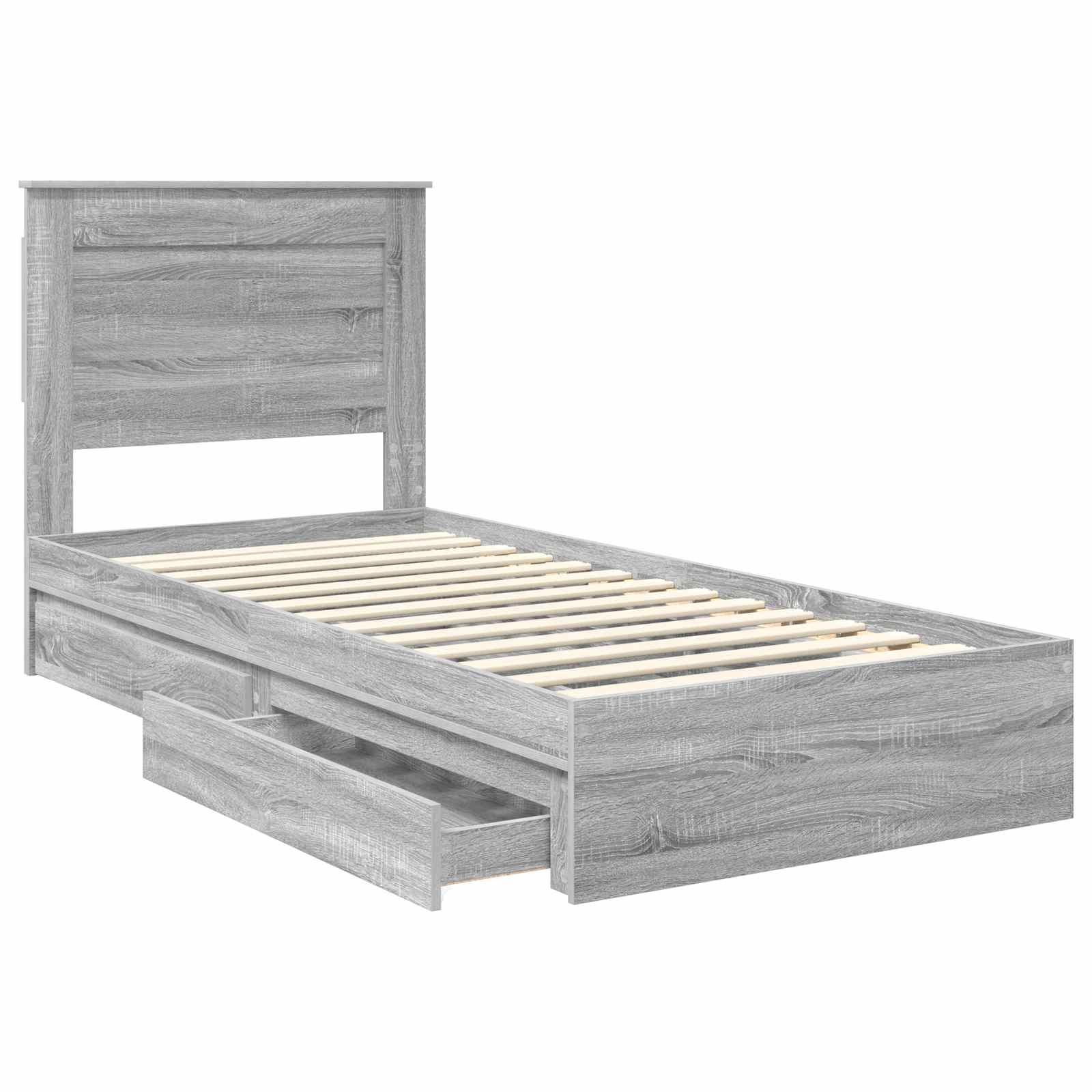 Krevet s od storage Siva Sonoma 90 x 190 cm Konstruirano drvo