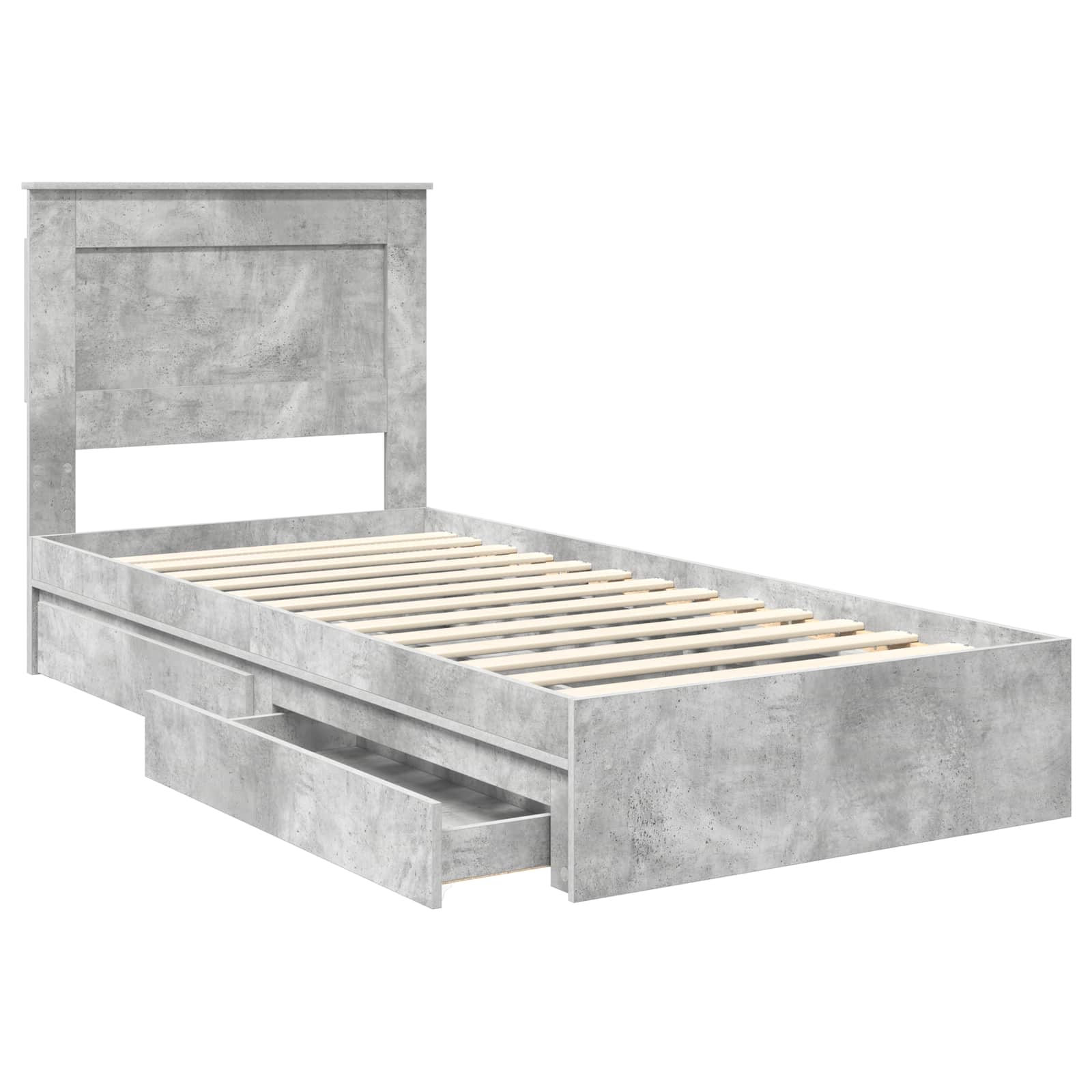 Krevet s od storage Betonski sivi 75 x 190 cm Konstruirano drvo