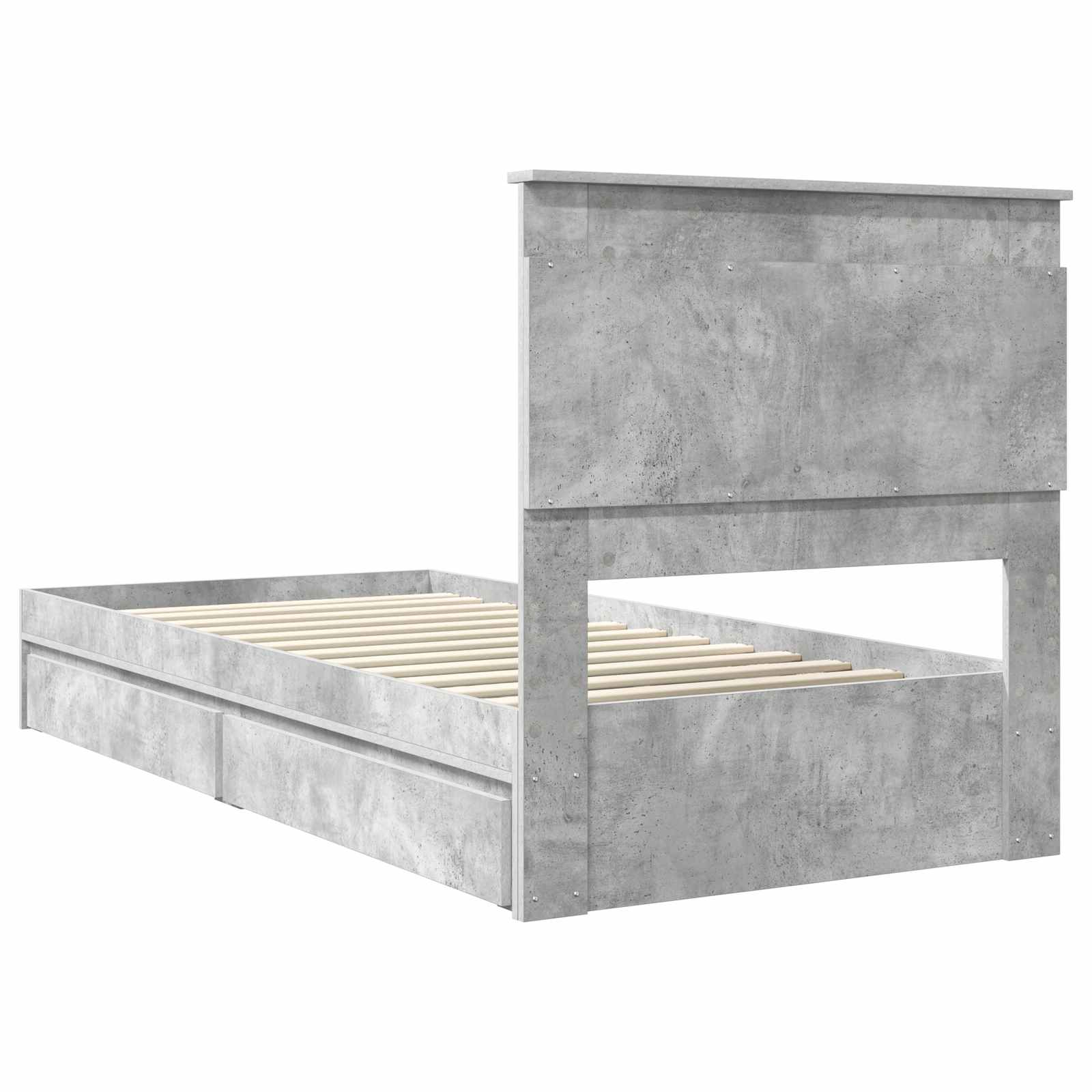 Krevet s od storage Betonski sivi 75 x 190 cm Konstruirano drvo