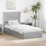 Krevet s od storage Siva Sonoma 75 x 190 cm Konstruirano drvo
