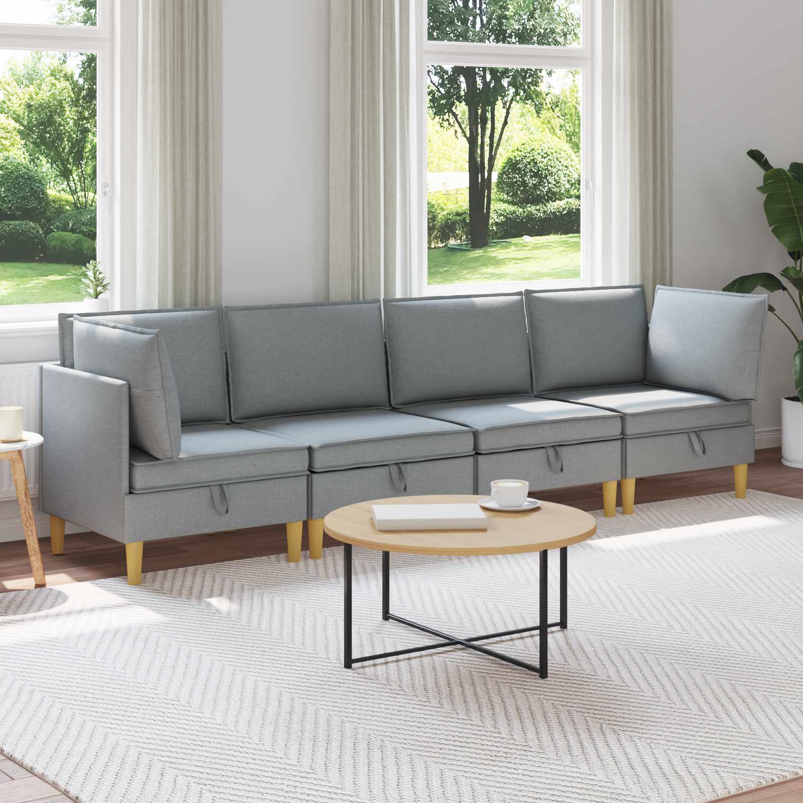 Set namještaja za dnevni boravak 4 pcs Svjetlosiva Tkanina