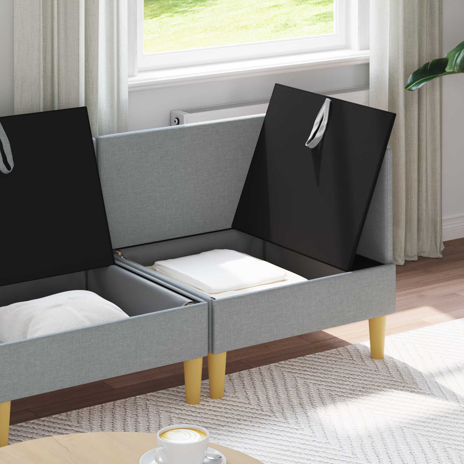 Modularni set sofe sa skladištem 4 pcs Svjetlosiva Tkanina