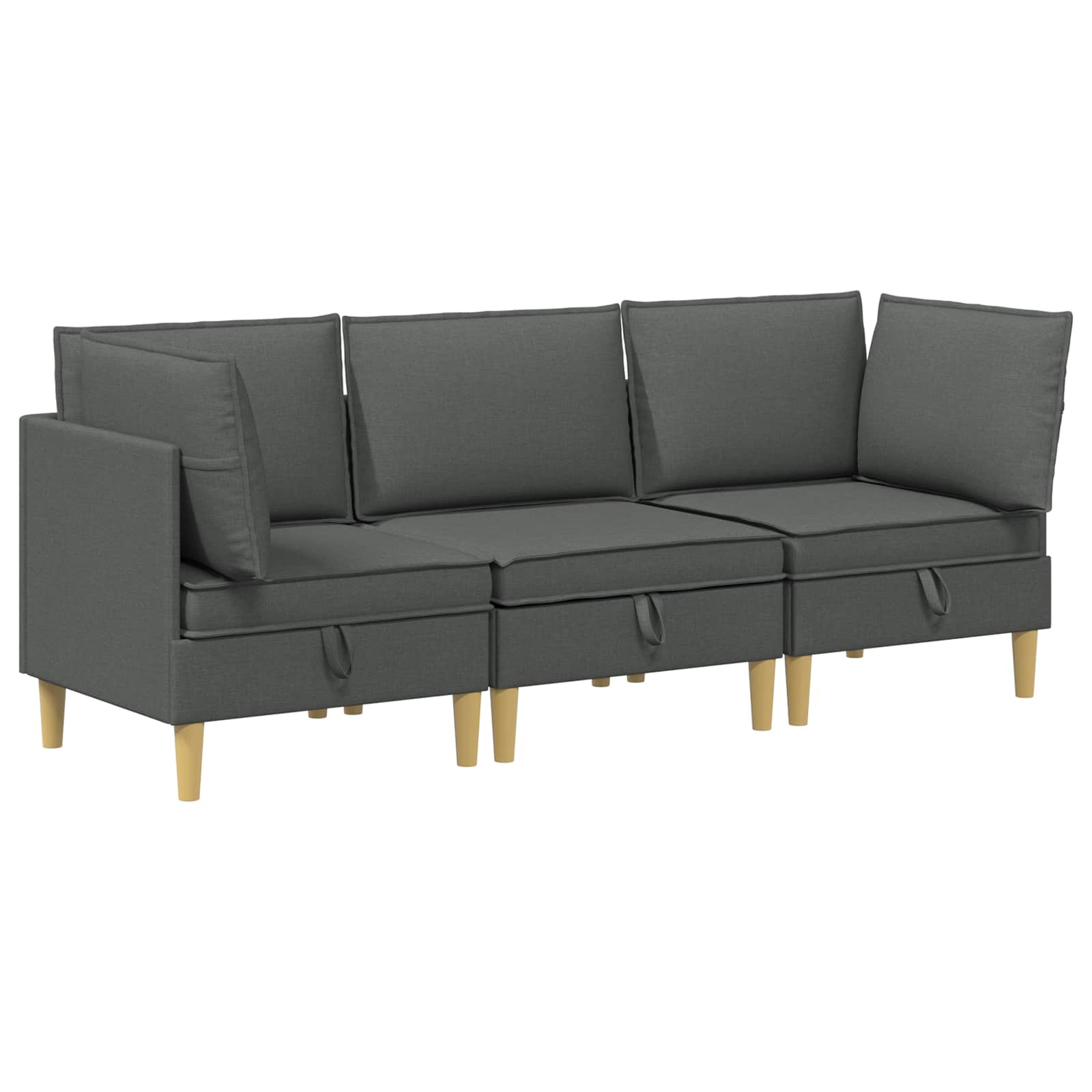 Set namještaja za dnevni boravak 3 pcs Tamnosiva Tkanina