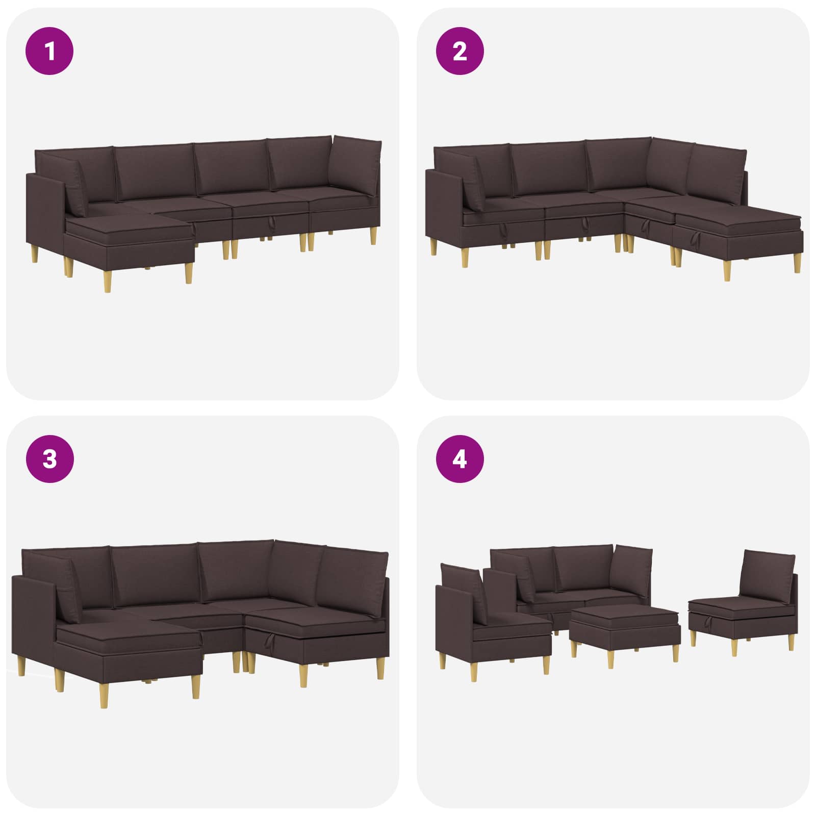 Set namještaja za dnevni boravak 5 pcs Tamno smeđa Tkanina