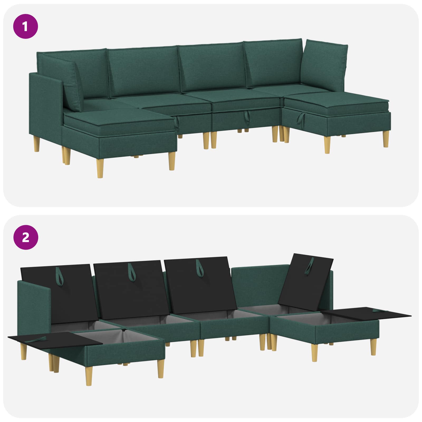 Set namještaja za dnevni boravak 6 pcs Tamnozelena Tkanina