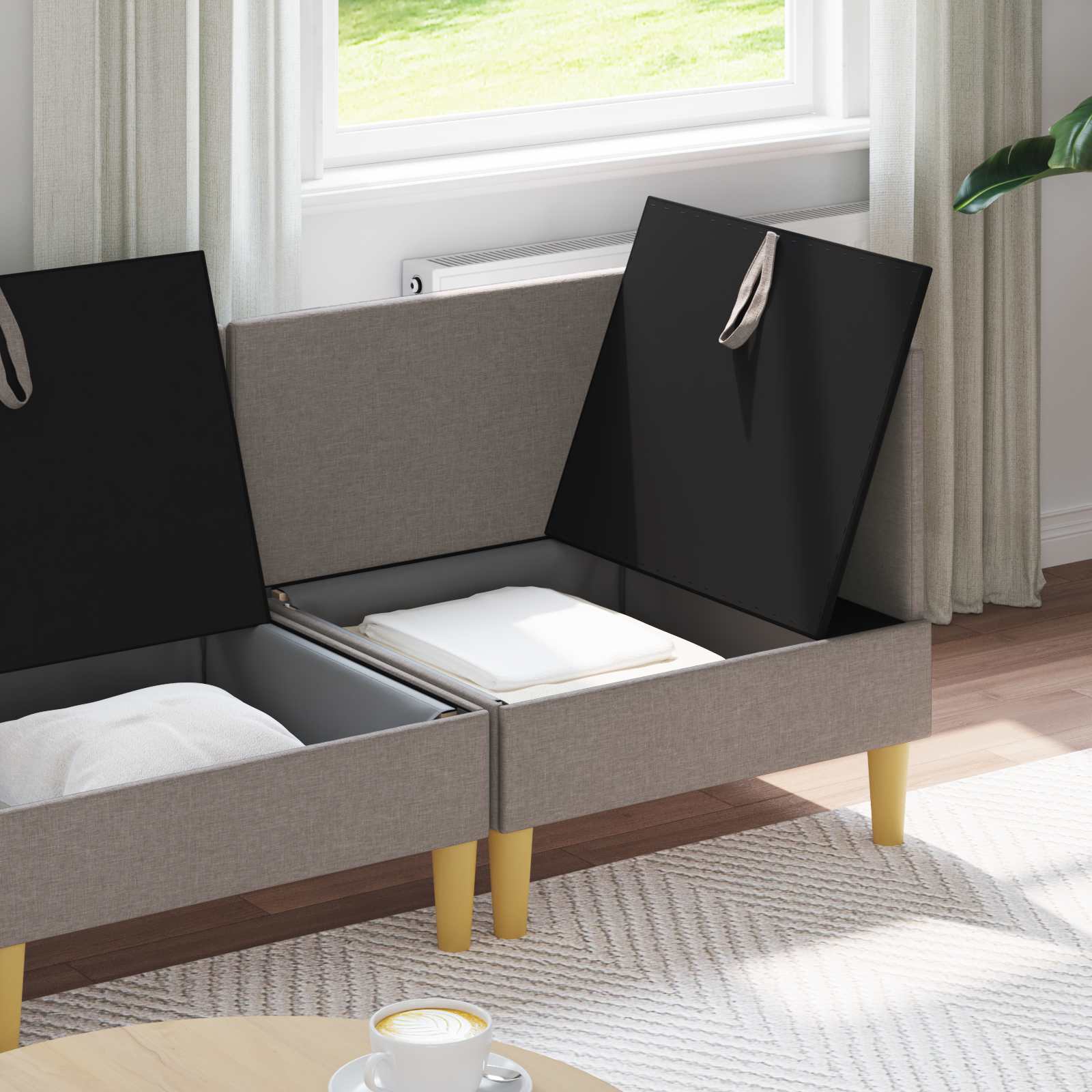 Set namještaja za dnevni boravak 4 pcs Sivosmeđa Tkanina