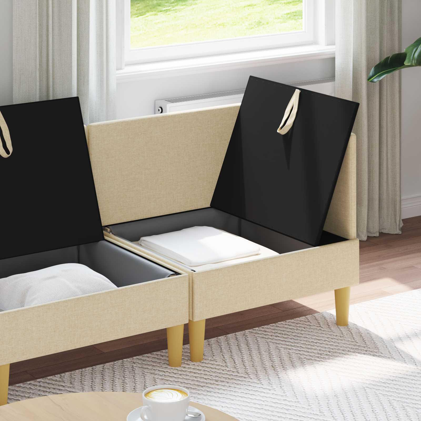 Set namještaja za dnevni boravak s jastukom 3 pcs Krem Tkanina