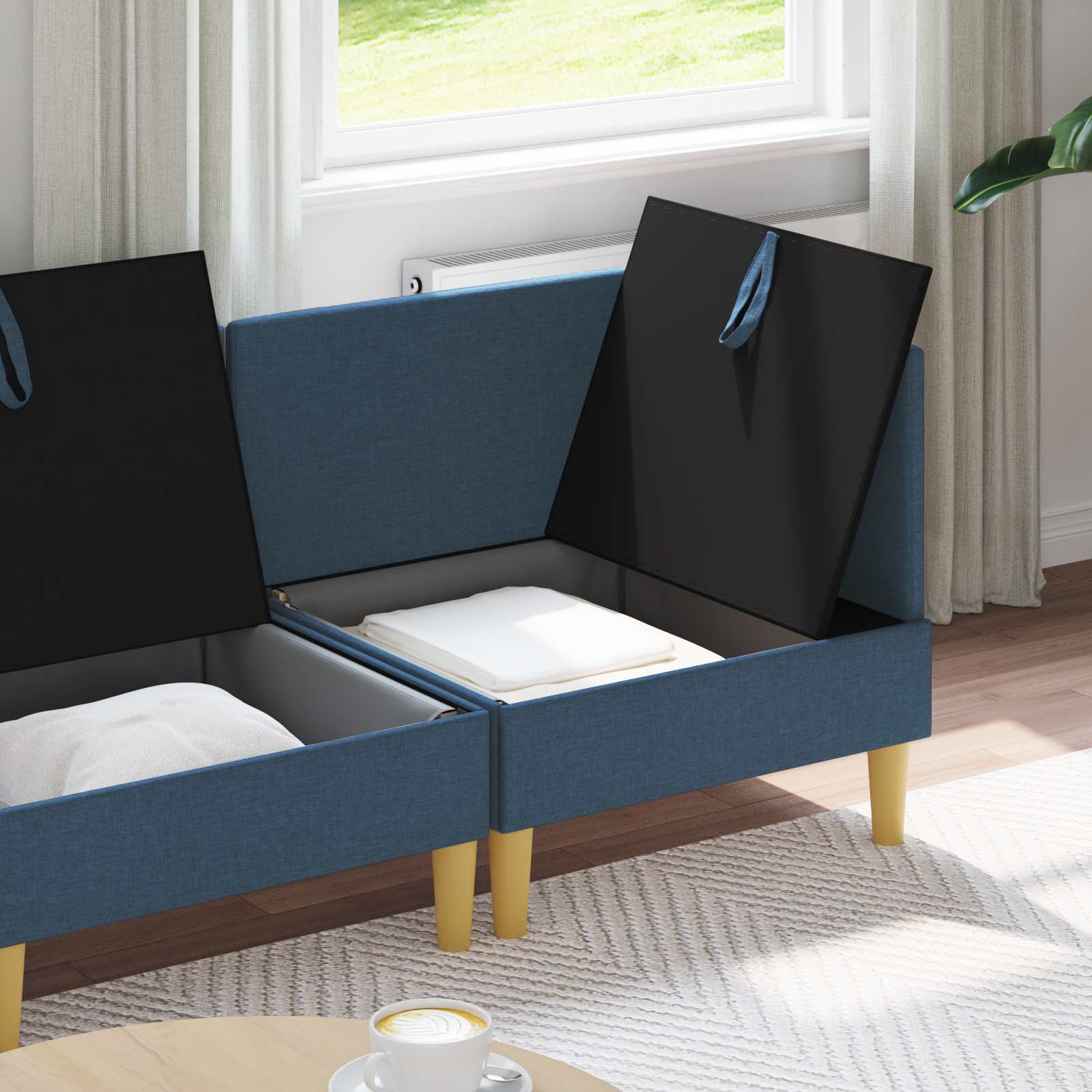 Set namještaja za dnevni boravak s jastukom 3 pcs Plava Tkanina