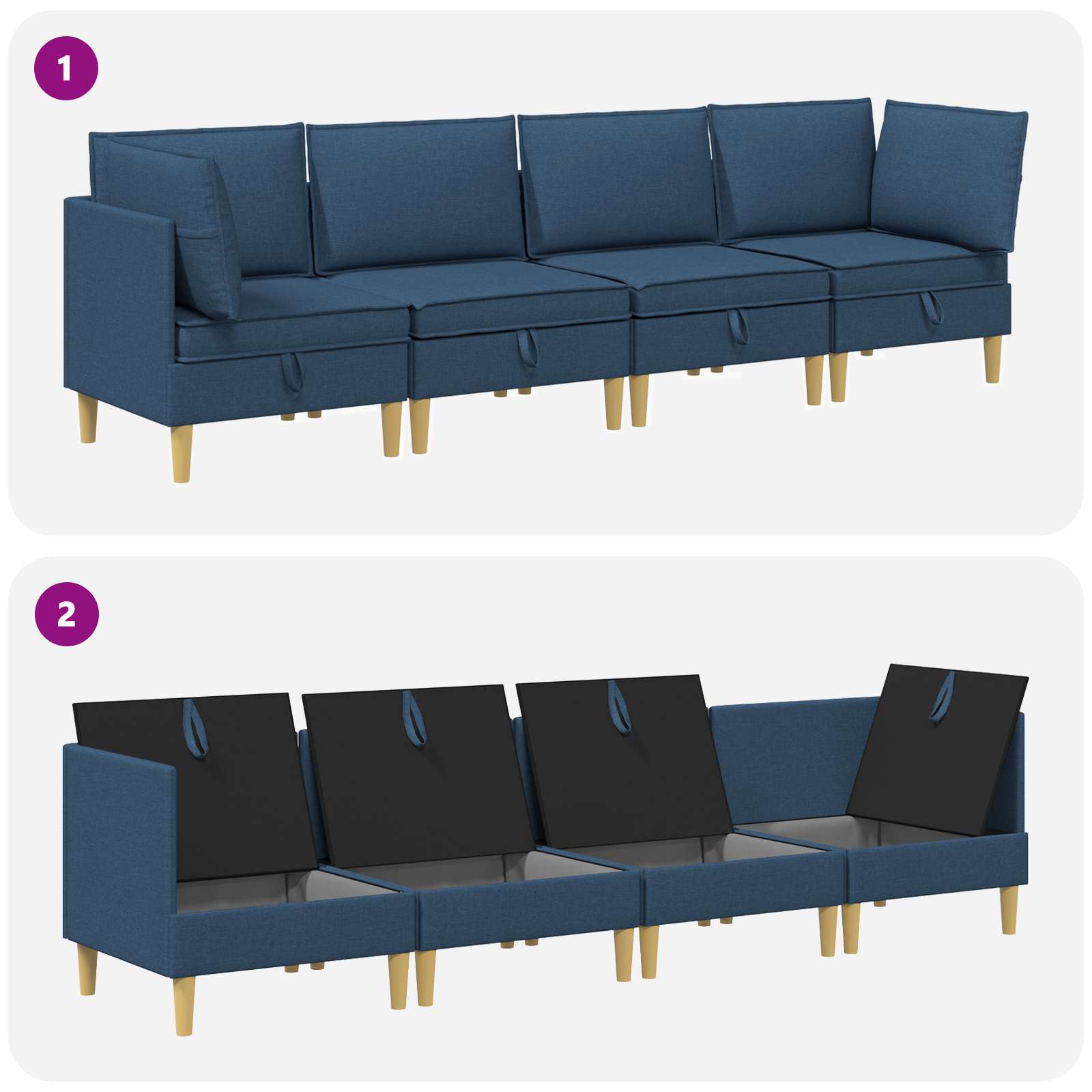 Set namještaja za dnevni boravak s jastukom 4 pcs Plava Tkanina