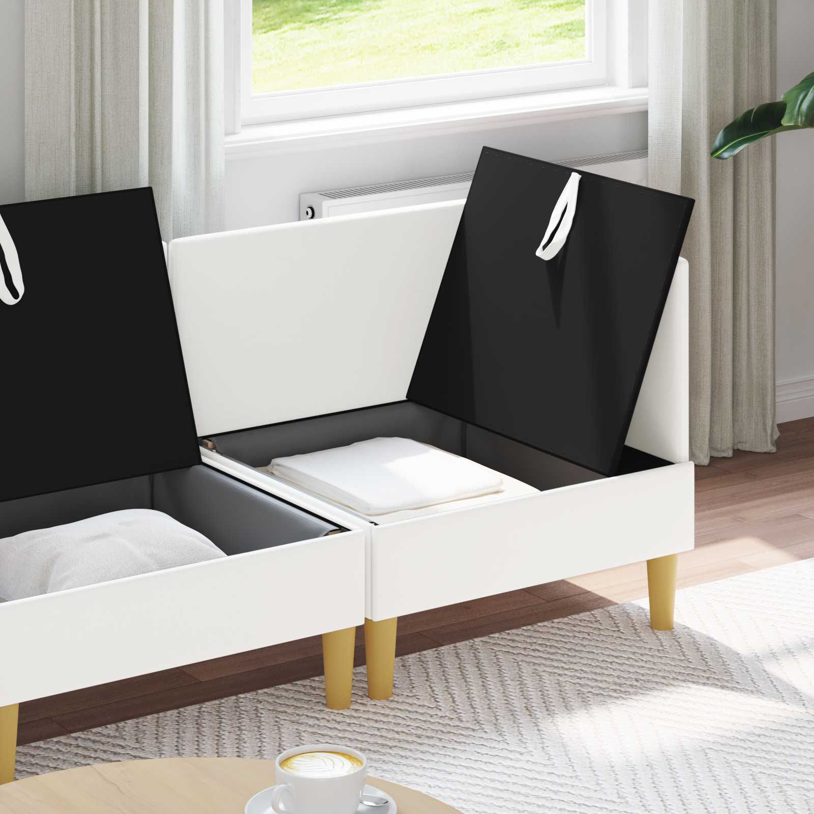 Set namještaja za dnevni boravak 4 pcs Bijela Tkanina