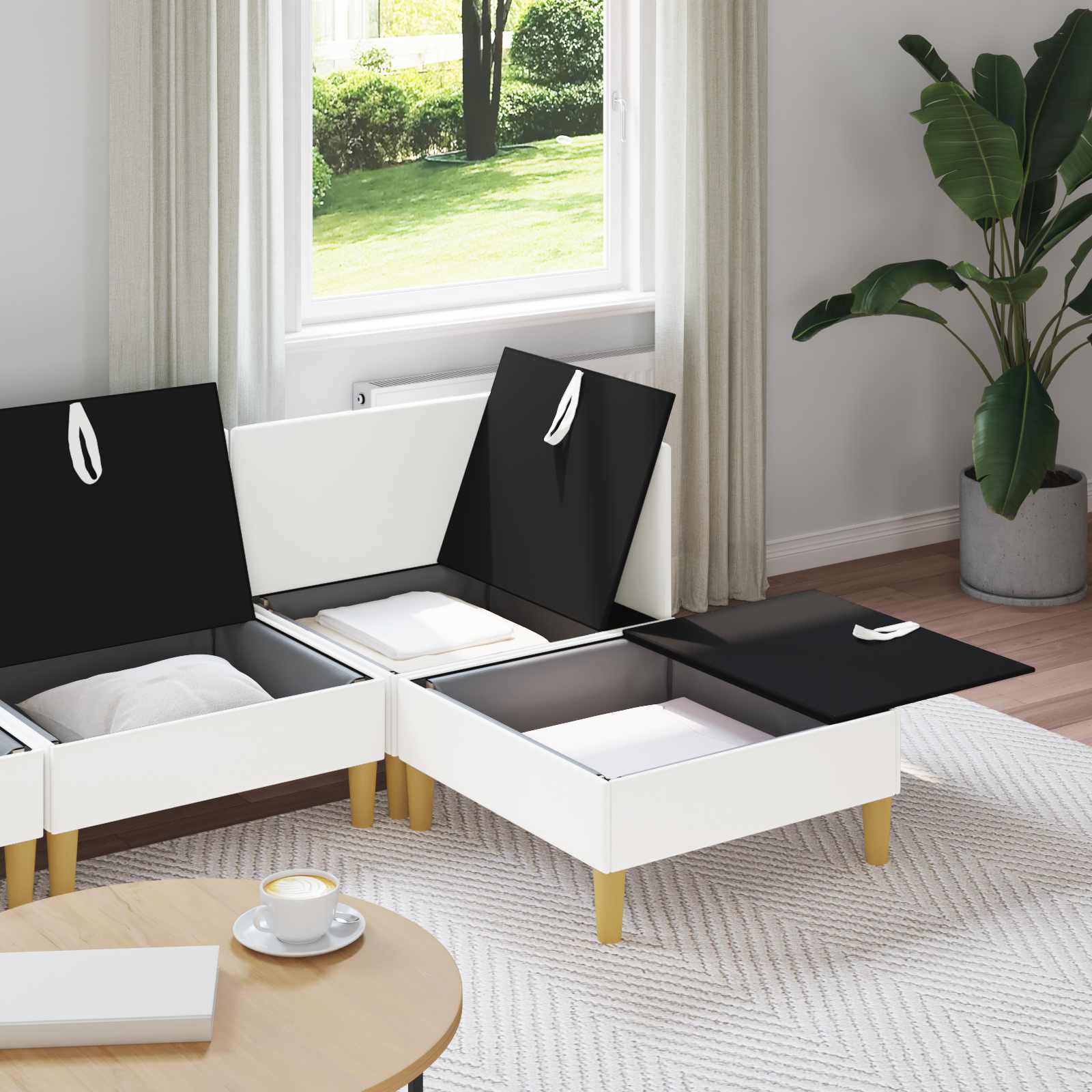 Set namještaja za dnevni boravak 4 pcs Bijela Tkanina